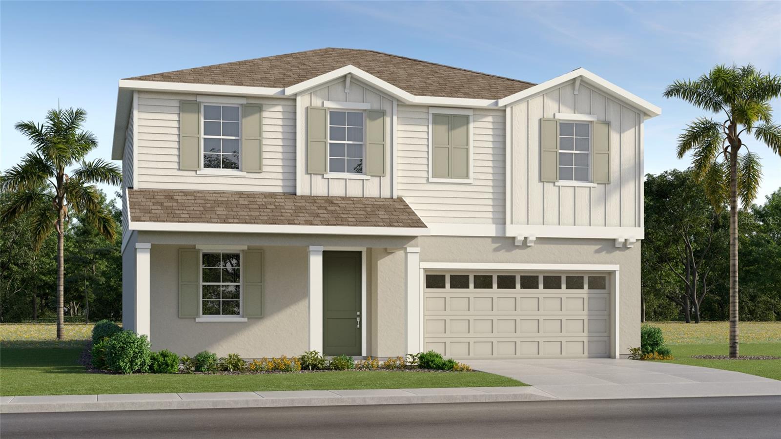 Under Construction. Welcome to Grand Oaks Manor in Oxford! This beautifully designed two story Everglades floor plan offers 2,373 sq. ft. of living space with 4 bedrooms, 2.5 baths, a flex room and an upstairs loft. Thoughtfully appointed with luxury vinyl plank flooring, upgraded carpet, quartz countertops and soft-close cabinets and drawers, this home combines style and functionality. The open-concept kitchen features stainless steel appliances, a gas range, French-door refrigerator and designer tile backsplash overlooking the spacious living and dining areas. Upstairs, the private owner's suite includes a large walk-in closet and a beautifully tiled shower. Additional highlights include a covered screened lanai, paver driveway, walkway and entry, plus a two-car garage. Ideally located in sought-after Grand Oaks Manor, residents enjoy easy access to shopping, dining, entertainment and The Villages®.