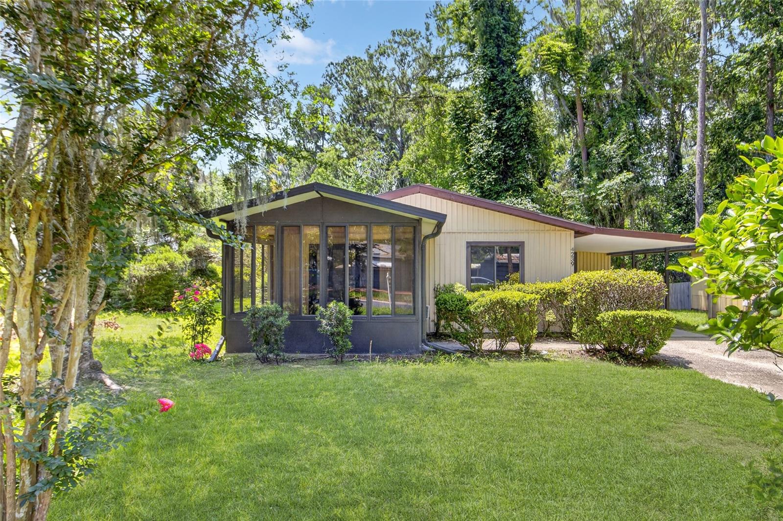 Welcome to this lovingly maintained, one-owner home in the highly sought-after Turkey Creek Forest, a gated 55+ community in Northwest Gainesville. Proudly owned and occupied by the original owner since it was built, this well-cared-for residence reflects years of attentive maintenance and pride of ownership.
The home offers a peaceful setting with added privacy thanks to the adjacent 376-acre Turkey Creek Preserve. Protected by Alachua County, this natural conservation area ensures there will be no future development behind the property, preserving the serene views and abundant wildlife for years to come. Nearby walking and nature trails provide easy access to outdoor recreation right from the community.
While the interior remains largely original, the home has been exceptionally maintained and several major components have already been updated, including a new roof in 2023 and a new water heater in 2026, providing valuable peace of mind for the next owner.
Additional conveniences include a covered carport and an attached storage/utility room/laundry room, offering plenty of space for tools, and extra storage.
Residents of Turkey Creek Forest enjoy an active lifestyle with exceptional amenities including a clubhouse, swimming pool, tennis courts, shuffleboard courts, and a variety of social activities and events. The community also provides nightly security patrols, typically from 9 PM to 4 AM, for added peace of mind.
Conveniently located near shopping, dining, healthcare facilities, and major roadways, this home offers the ideal combination of comfort and convenience.  This rare one-owner home is ready to welcome its next chapter.