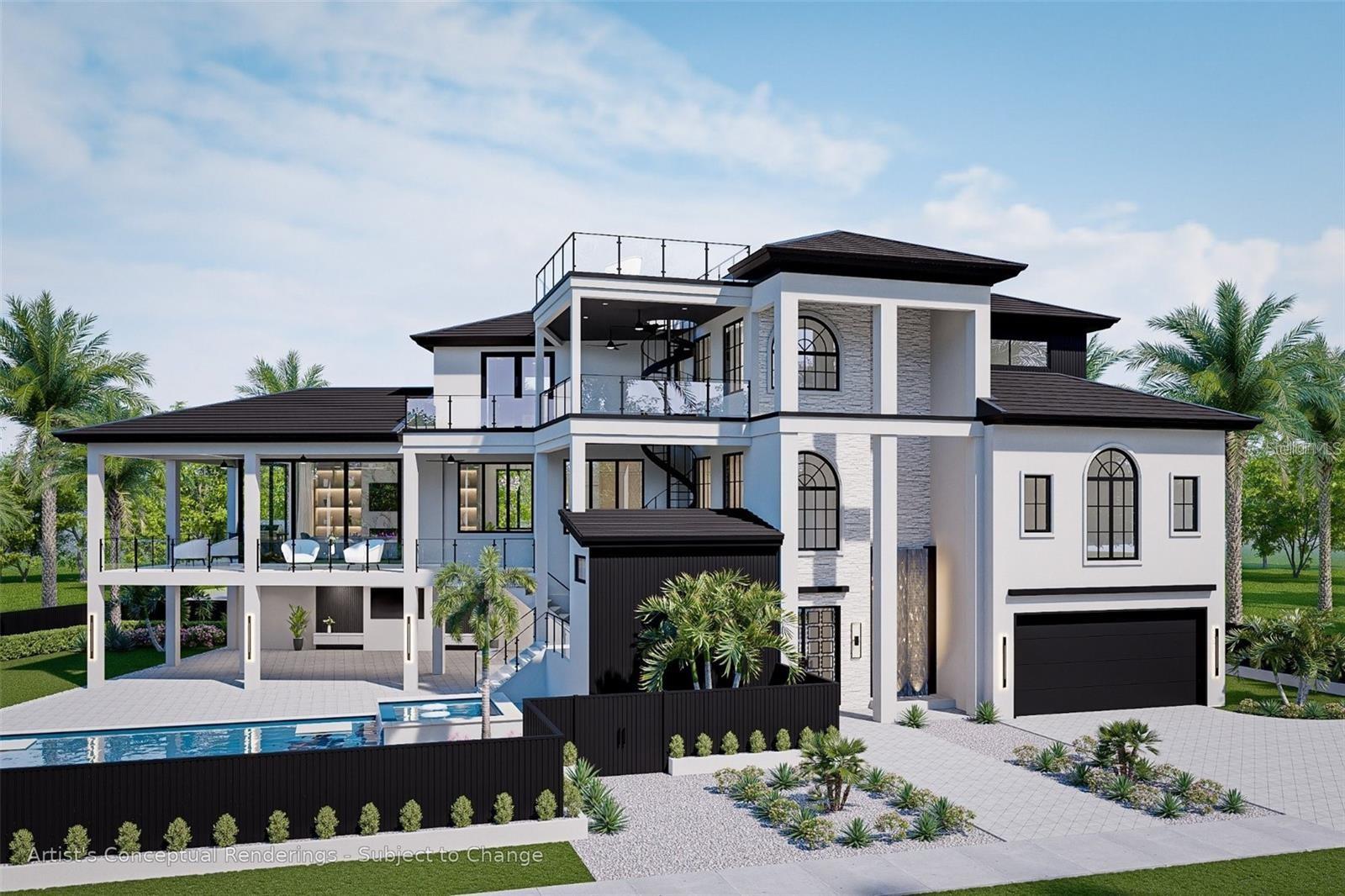 Virtually Staged. Exquisite new construction on Siesta Key redefines island luxury! Substantial progress has already taken place to complete this masterpiece. This is a rare opportunity to own a meticulously designed custom residence on a prime corner parcel of approximately one-quarter acre, just blocks from world-renowned Siesta Key Beach. Easily accessible from both the north and south bridges, this exceptional new build delivers the ultimate coastal lifestyle where refined interiors meet effortless outdoor living.

Siesta Key Beach is frequently recognized as one of the best beaches in the U.S. and worldwide, celebrated for its famous powder quartz sand and crystal-clear waters. Its global reputation has been affirmed by TripAdvisor’s Travelers’ Choice Best of the Best Beaches and Dr. Beach’s annual rankings, making this location as iconic as it is desirable. Just moments from Siesta Key Village, enjoy efficient access to boutique shopping, coffee shops, and acclaimed dining while still benefiting from an extraordinary amenity: your own private boat dock access on the canal just across the street. Spend the day boating and return home with ease, parking your vessel at your own dock—a true island luxury!  

This thoughtfully curated residence reflects the vision of a hands-on developer deeply involved in every aspect of design, from interior finish selections to landscaping and amenities. Created for buyers who appreciate incredible craftsmanship and fine detail, the home offers 4,195 square feet of interior living space and an additional 3,756 square feet of outdoor living, seamlessly blending indoor and outdoor environments. The chef’s kitchen is designed for both entertaining and everyday ease, complete with a “dirty kitchen” for behind-the-scenes preparation. The light-filled great room opens to a nearly 50-foot wraparound terrace, creating a spectacular setting for hosting family and friends.  

Two beautifully appointed bedrooms are located on the main living level, ideal for guest suites or a secondary primary. Take the stairs or the private elevator one level up to access the primary suite, featuring a truly custom bath with bespoke tile, designer finishes, a soaking tub, and a spacious shower that creates a spa-like retreat. Two additional bedrooms with a shared bath complete the upper level. Flexible, elegant, and intelligently executed, the suite of spaces within this home allows effortless tailoring to any lifestyle, from multi-generational living to a dynamic entertainer’s paradise.

Imagine a home where the luxuries of island beach life blend perfectly with a private, resort-style retreat. Step outside to your inground pool and spa for cooling off or casual lounging, head up to the rooftop deck for sunset cocktails and starlit conversation, or enjoy your private boating access just steps from your front door. When you are ready for a taste of city life, Downtown Sarasota’s rich cultural tapestry with its farmers markets, arts, galleries, festivals, waterfront parks, and world-class dining is only a short drive away.  

This is more than a home; it is an invitation to own your piece of the new Siesta Key lifestyle—elevated, effortless, and extraordinary!