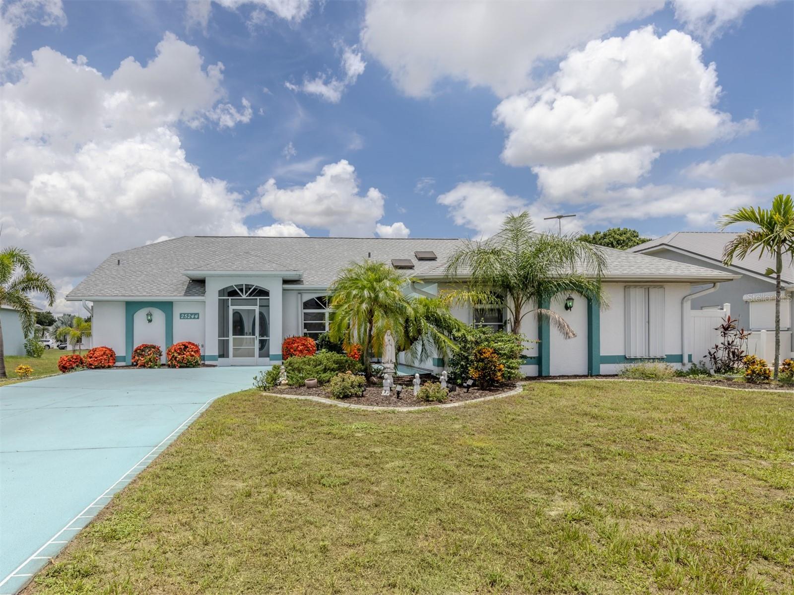 Look No Further! This Deep Creek pool home has city water and sewer. This lovely three-bedroom, two-bath, split-plan home features a two-car side-entry garage and is offered furnished. The home boasts tile flooring with an open floor plan and vaulted ceilings, the bedrooms are carpeted and sliding doors to the lanai from the living room and breakfast/kitchen area. The primary bedroom features a walk-in closet, walk-in shower and entry door to the pool. Make your way to the outside paradise to the oversized lanai, which includes a refreshing in-ground pool with a covered sitting area and attached pool bath and storage closet. There is inside laundry with a utility sink. Conveniently located near Deep Creek Golf Course, Sunseeker Resort, the Rays baseball stadium and shopping. Located in the X flood zone, no flood insurance required. This home has low annual HOA, is priced to sell and won't last long. Don’t miss your chance to own your own piece of paradise in Deep Creek!