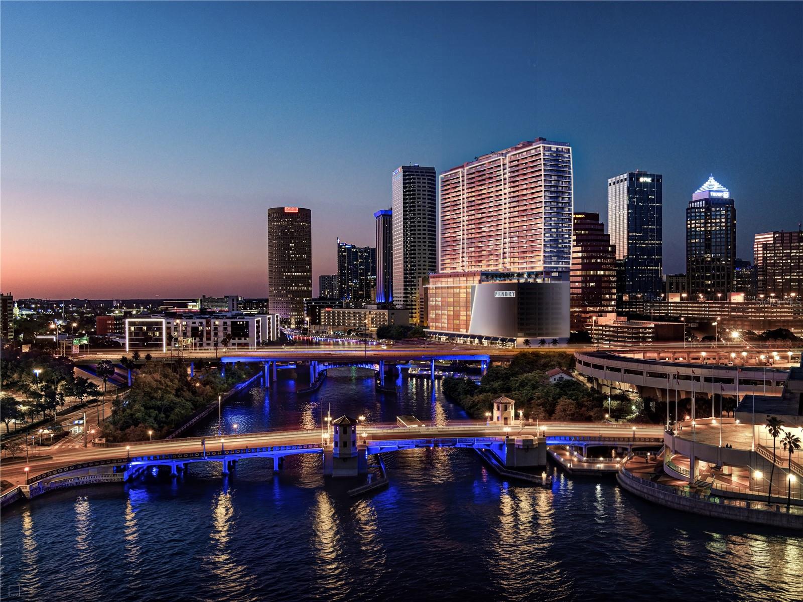 Under Construction. Pendry Residences Tampa hails the arrival of Florida’s first Pendry hotel, a new luxury offering by Montage Hotels & Resorts. An offering that combines a culture of world-class hospitality with fully-serviced residences to create a distinctive expression of luxury. Ranked among the most vibrant urban waterfront environments in the nation, downtown Pendry Residences Tampa are located above the hotel starting on level 15 through 37. Enjoy the exclusive hotel benefits and VIP access when your favorite destination is home. Residences not only get to experience the hotel daily, they have their own dedicated amenity level on the 38th floor rooftop highlighted by a resort-style pool and lounge. Residences overlook the downtown riverfront and Hillsborough Bay. Spacious one, two, and three bedroom open floorplans ranging from 1,380 to 3,200 square feet with 10’ ceilings, floor to ceiling glass.  Residence D features 2 bedrooms, 2.5 baths, and 2,259 interior square feet.  Featuring Quartzite waterfall edge kitchen counters, Sub-Zero & Wolf appliances, 5 burner gas stove top; porcelain flooring throughout; custom designed double vanity in Carrara marble over custom floating Italian millwork by Italkraft; designer plumbing fixtures, and deep soaking tub. Expansive terraces provide abundant outdoor living space high above the city and bay below. Convenient to the area’s finest attractions including world- famous Gulf beaches, the airport and top rated centers of healthcare, education and entertainment. Luxury is in the details, Luxury Lifestyle Living on the Riverwalk.