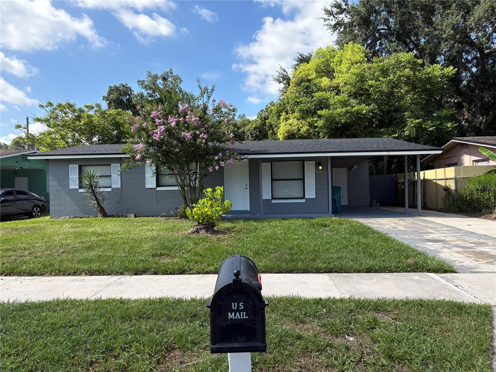 home recently renovated, new appliances/new paint inside and outside/ new roof/ 4 bed, 1 bath with central air and tile floor. Big back enclosed yard and 1 car carport. Has utility room under carport with washer/dryer hookups, Great home for first-time home buyers .  A/C unit was replaced , Insulation was added in the attic to improve efficiency and add life to A/C unit. Home is in great condition. Tile throughout and clean. On cul-de-sac street, and close to playground.
