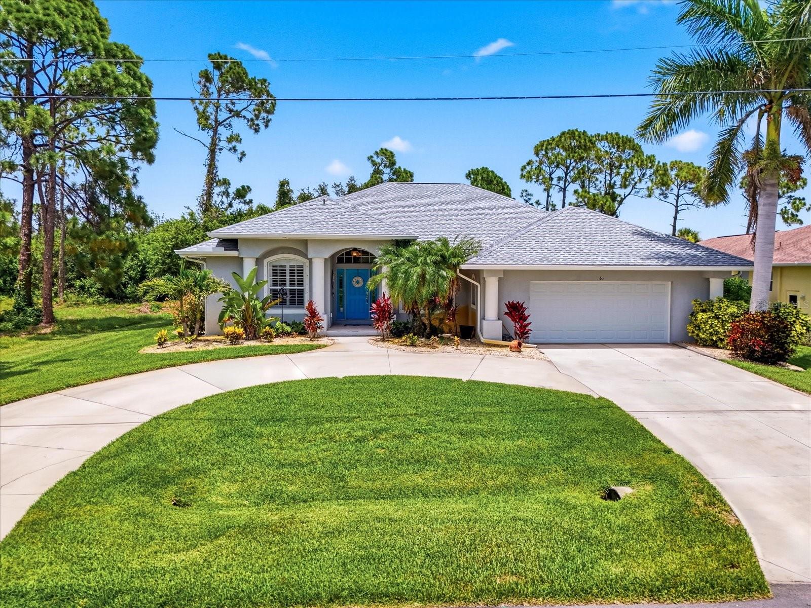 Under contract-accepting backup offers. 2023 ROOF, 2026 A/C, 2.5-CAR GARAGE & GOLF-COURSE SALTWATER POOL HOME IN ROTONDA WEST! Welcome to 61 Pine Valley Court, a spacious 3-bedroom, 2.5-bath home with a dedicated office, 2,440 sq. ft. of living space & an oversized 27’x22’ garage. A circular driveway provides added convenience, abundant parking & an impressive approach to the home. Positioned directly on the golf course between the 8th hole & 9th tee, this home offers peaceful views, mature landscaping, a quiet cul-de-sac street & the relaxed Florida lifestyle buyers are searching for. The greenbelt provides an additional natural buffer between the home & golf course and may be maintained to create your preferred balance of privacy & open fairway views. 

The thoughtfully designed split-bedroom floor plan offers a feature rarely found in today’s homes: both a separate formal living room & a spacious family room, each with direct access to the lanai & pool through expansive walls of sliding glass doors. A dinette & dedicated office add even more versatility, while high & vaulted ceilings enhance the home’s open, airy feel. The kitchen features granite countertops, solid wood cabinetry, a center island, ample workspace & convenient access to the main living areas—perfect for everyday living & entertaining.


The spacious primary suite includes a walk-in closet & private en-suite bath with dual sinks, a garden tub & separate, fully tiled walk-in shower. Two additional bedrooms are positioned on the opposite side of the home near the guest bath, and both guest bedrooms feature tray ceilings for an added touch of architectural detail. Located just off the foyer, the office can also serve as a fourth bedroom, guest room or flex space.

Pocketing sliding doors open to the covered, screened lanai & private in-ground saltwater pool overlooking the 8th hole. The expansive outdoor living area includes pool lighting, an outside shower, pool-bath access & a storage closet, creating an ideal setting for relaxing, entertaining or enjoying Florida sunsets after a day at the beach or on the golf course. Maintain the greenbelt for greater seclusion around the pool or open it further to showcase the sweeping golf-course view—the choice is yours.

Major improvements include a NEW A/C IN 2026 & NEW ROOF IN 2023. Additional features include hurricane shutters, an interior laundry room with built-in storage, public water & sewer, irrigation for the lawn & landscaped beds, a circular driveway & an oversized 2.5-car garage.

Located in the highly desirable golf community of Rotonda West, residents enjoy five golf courses, parks, walking & biking trails, tennis courts, playgrounds, restaurants & golf-cart-friendly streets—all with a low annual association fee of just $190. Gulf beaches, boating, fishing, shopping & dining in Englewood and Boca Grande are only a short drive away. With no lease restrictions, this property offers excellent flexibility as a full-time residence, seasonal retreat or investment opportunity. Schedule your private showing today!