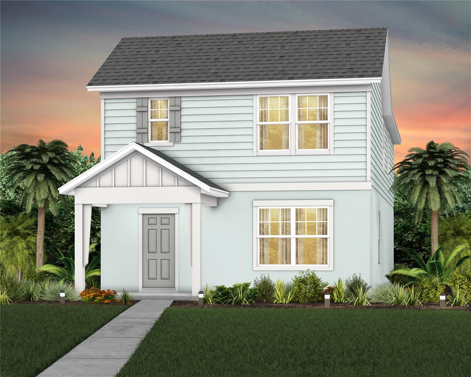 Explore The Landings at Live Oak Lake, a new single-family home community blending city charm with a distinct identity, all without a CDD. Situated between downtown St. Cloud and Lake Nona, it offers private amenities such as a pool & cabana, playground, trails, and playfield amidst serene ponds and conservation homesites.
Introducing the Haddock bungalow, a brand-new home that combines modern design and ultimate comfort. This home includes 3 spacious bedrooms, 2 full bathrooms, a powder room, a loft, a covered lanai, and a 2-car rear-load detached garage. The heart of the home is the open-concept kitchen, café, and gathering room, all bathed in natural light. The kitchen boasts a large center island, a convenient storage pantry, and Whirlpool stainless steel appliances—including a refrigerator and vented microwave. Elkins white cabinetry, decorative tile backsplash, and quartz countertops complete the sophisticated look. For added convenience, the first floor includes a powder room and coat closet. Upstairs, you’ll find the private owner’s suite and en suite bathroom, two spare bedrooms, a second full bathroom, and the laundry room. The owner’s suite is a true retreat, featuring a walk-in closet and a luxurious en suite bathroom with a glass-enclosed shower, quartz-topped dual vanity, private water closet, and linen closet. Throughout the entire first floor, bathrooms, and laundry room enjoy the beauty and convenience of ceramic tile. Plush, stain-resistant Shaw carpet covers the stairs, loft, and bedrooms, adding comfort and style. Smart home features include a smart thermostat, a smart doorbell, and LED downlights—ensuring your home is as connected as it is stunning. For added convenience from day one, this home comes complete with 2" faux wood blinds, as well as a washer and dryer! This new construction home perfectly blends luxury, convenience, and modern design, making it the ideal place to live and unwind.