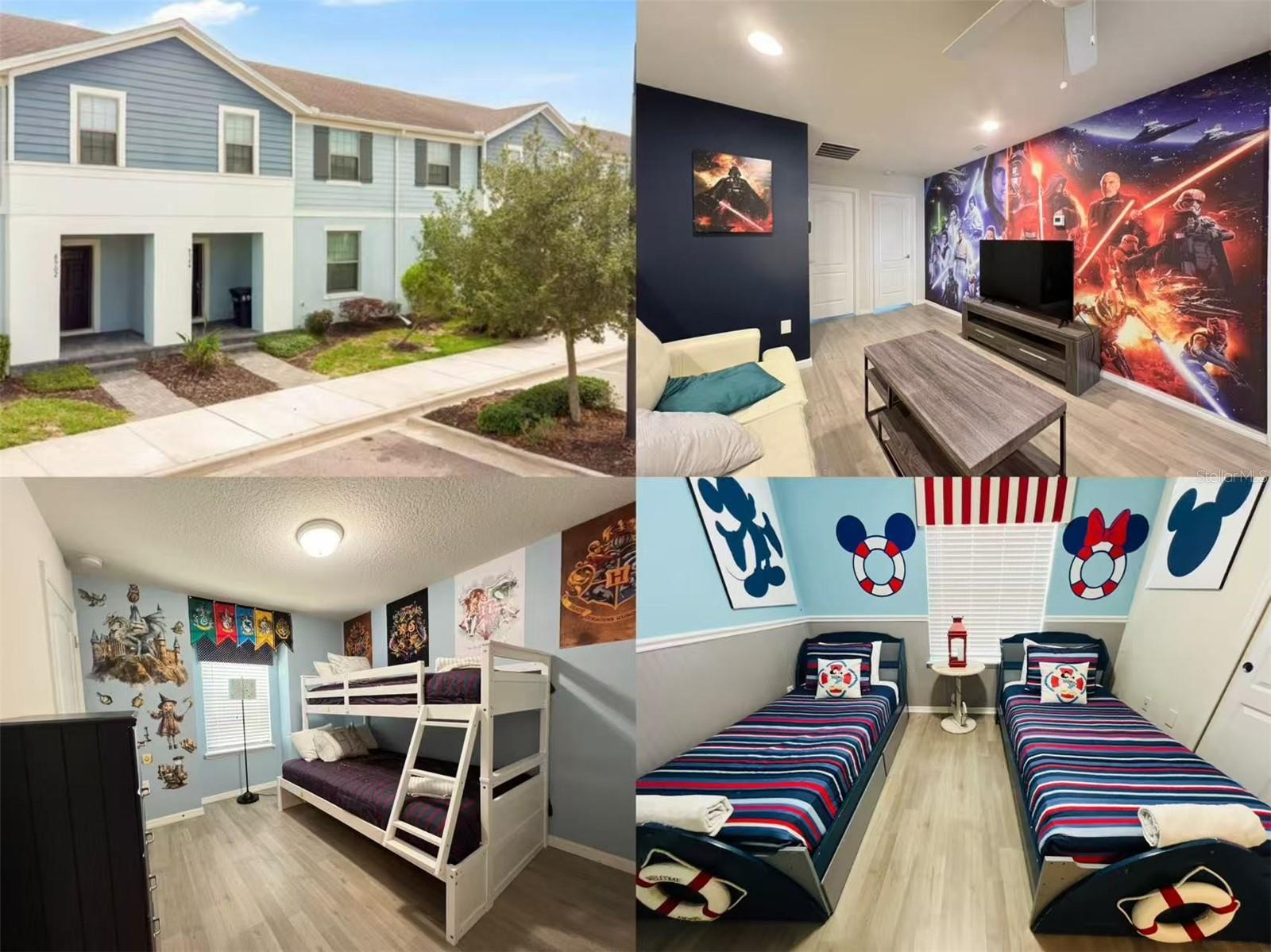 TURN-KEY SHORT-TERM RENTAL | FULLY FURNISHED | SOUTH-FACING POOL| NO CARPET
Welcome to this exceptional 5-bedroom, 4.5-bathroom townhome—a true turn-key investment opportunity or vacation retreat, professionally designed and ready to generate income from day one.

Property Highlights:
Upgraded laminate floor; new dryer/washer (2025); two new king bed and bunkbed
Star War theme in loft; Harry Potter theme and Disney Cruise theme in tow rooms
Highly desirable 5-bedroom floor plan with one bedroom conveniently located on the first floor
Private south-facing pool—perfect for all-day sunshine and guest enjoyment
Half bath on the patio for added convenience by the pool area
Spacious loft area—themed star war for a game room with sofa and TV
Upgraded kitchen with modern cabinetry and countertops
Professional furniture package included—stylish, cohesive, and rental-ready by a professional 

Community & Resort Amenities:
Access to TWO resort-style pools—one within the subdivision and another at the main clubhouse
Stunning Mediterranean-style recreation center featuring:
Grand lobby
Resort-style pool with lazy river
plash zone
Indoor/outdoor restaurant & bar
Fitness center
Outdoor fireplace, sports courts, and playground

Prime Location:
Ideally situated between Champions Gate and US-192
Easy access to I-4, Walt Disney World, and Orlando International Airport
Minutes from shopping, dining, golf courses, and major attractions

Whether you're looking for a high-performing short-term rental, a vacation getaway, or a second home, this property checks every box with its unbeatable layout, location, and amenities. Schedule your showing today—this one won’t last!