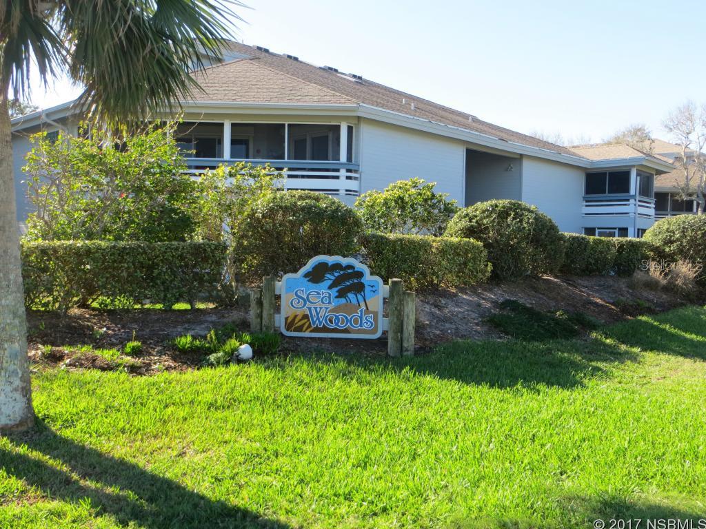 Fully-furnished, immaculate, steps from the beach, bright and sunny, open floor plan...all of this in one of Sea Woods most private and conveniently located Verandas.  This is a 2 bedroom, 2 bathroom, double master-suite model, with the open and airy loft being used as a 3rd bedroom.  This condo comes equipped with vaulted ceilings and tons of storage, and only steps from the heated pool and fitness room. Enjoy your morning coffee or evening glass of vino on the beautiful wrap-around southeastern facing screened-in balcony.  This is a wonderful and friendly community in the heart of New Smyrna Beach.  This one will not last long. Call or text to see this beauty today. ;LocationDescription: Condo ;Water: City