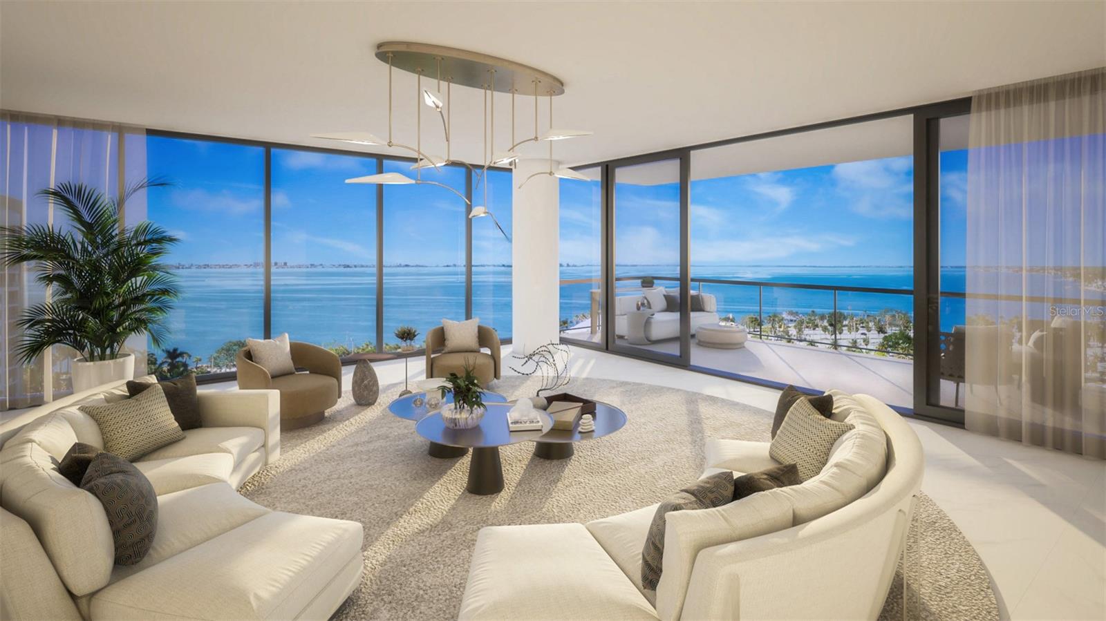 Pre-Construction. To be built. Residence 1701 is a high-floor bay residence offering dramatic views over The Bay Sarasota Park, Sarasota Bay and skyline beyond. On the 17th floor, its corner position, enhanced ceiling heights and expansive sightlines deliver a heightened sense of openness and connection to the surrounding waterfront environment. Designed with contemporary elegance, the residence features an open great room with floor-to-ceiling glass, a spacious kitchen with European cabinetry and premium appliances, and a private terrace ideal for outdoor dining or sunset viewing. The primary suite offers a spa-like bath and walk-in closet, while additional bedrooms provide privacy and flexibility. A dedicated den adds versatility for work-from-home or media use. Residents of 1000 Boulevard of the Arts enjoy a full-service lifestyle with access to a resort-style pool deck, fitness and movement studios, residents club room, co-working spaces and concierge services, a short distance to Sarasota’s arts venues, marina promenade and downtown dining scene.