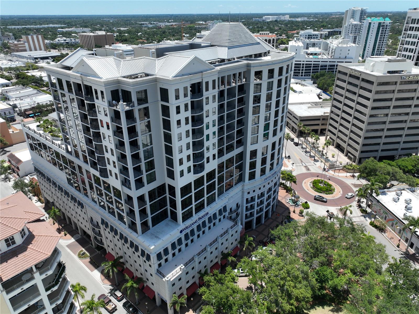 Rare opportunity to lease premier 9th-floor office space at The Plaza at Five Points, located in the heart of Downtown Sarasota at 50 Central Ave. This well-appointed office suite offers panoramic views of downtown Sarasota and an impressive professional setting within a 17-story mixed-use building featuring office, retail, and luxury residential uses. The available space is fully built out and designed for productivity, with executive offices, additional private offices, a large conference room, kitchen/kitchenette, reception/office manager area, and flexible support space.  Tenants and visitors benefit from a covered parking garage, valet parking, grand covered motor court entrance, 24-hour security, excellent visibility, and marquee signage opportunities. Surrounded by Sarasota’s best dining, shopping, cultural venues, galleries, cafes, and bayfront attractions, this location delivers the ideal blend of business convenience and coastal lifestyle. With walkable access to downtown amenities and close proximity to Bayfront Park, Sarasota Opera House, Marina Jack, and major downtown corridors, this office space is ideal for professional firms seeking a prestigious address, efficient layout, and exceptional client experience in one of Sarasota’s most desirable business districts.  
There are also various smaller configurations within the greater space available that may be considered for lease.