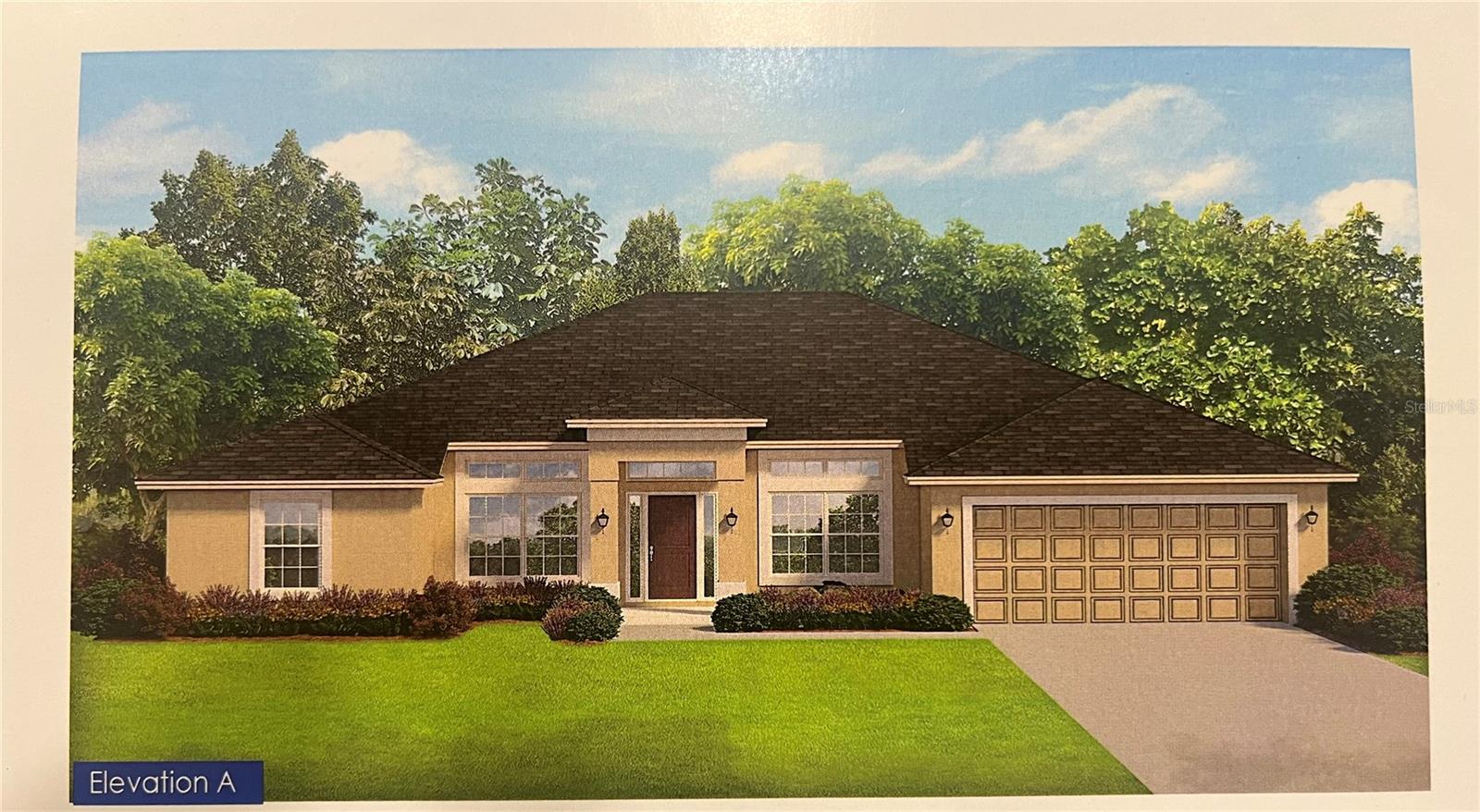Under Construction. NEW BLOCK HOME WITH A WARRANTY IN A COMMUNITY WITH NO HOA. This 4-bedroom, 2 bath home with a 2-car garage is located close to the Villages, shopping, entertainment and the VA Clinic off Hwy 42. The home is on a .22-acre lot and features Granite countertops in the kitchen and bathrooms along with ceramic tile in the living areas with soft carpet in the bedrooms. The kitchen has stainless appliances. (Range, Microwave and Dishwasher) The living room has double doors, with glass inserts allowing it to be used as an office or a guest bedroom. The master bedroom has a tray ceiling w/crown molding and in the master bathroom, we have removed the garden tub and are installing the optional 5' tiled shower. Closing costs paid when using seller preferred lender. Pics are for reference only and are from a completed home of the same model in another community. Colors and some options will vary.