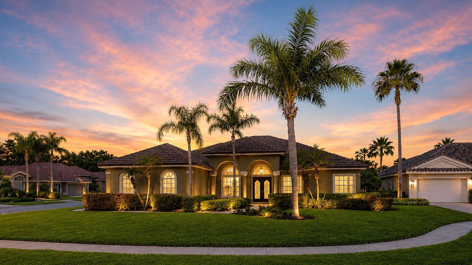 Virtually Staged. Welcome to 1215 O'Meara Court, an exceptional 5-bedroom, 3-bathroom home with a 3-car garage, perfectly situated on a premium corner lot within a quiet cul-de-sac in the gated Villages of Fox Hollow West community in Trinity. From the moment you arrive, you'll be impressed by the home's striking curb appeal, mature landscaping, and grand double leaded-glass entry doors. Designed with a spacious split-bedroom floor plan, this residence offers the perfect balance of comfort, privacy, and functionality for both everyday living and entertaining. The beautifully remodeled kitchen features solid wood cabinetry with pull-out shelving, a pantry closet, granite countertops, an oversized sink, abundant storage, expansive prep space, and a natural gas range. The adjoining family room showcases a cozy natural gas fireplace and fully retractable sliding doors that seamlessly connect the indoor living areas to the outdoor oasis. Throughout the home, you'll find soaring ceilings, crown molding, decorative tile accents, ceramic tile flooring, custom lighting, remote-controlled ceiling fans, and thoughtful architectural details. Three secondary bedrooms can be privately separated by pocket doors, creating an ideal guest or family wing. Step outside to your screened lanai featuring a PebbleTec pool, gas-heated spa, outdoor grilling area, and ample covered patio space for year-round Florida living. Additional highlights include a spacious laundry room with extra cabinetry, natural gas service, a brand-new tile roof, and a new LG air conditioning system, providing peace of mind for years to come. Residents of Villages at Fox Hollow West enjoy gated security, a community pool, parks, playgrounds, scenic walking and biking trails, and beautifully landscaped streets. Conveniently located near top-rated schools, shopping, dining, golf courses, medical facilities, and the Gulf beaches, this is Trinity living at its finest.Residents of the Villages at Fox Hollow West enjoy an exceptional lifestyle with gated access, a sparkling community pool, neighborhood parks and playgrounds, scenic walking and biking trails, and beautifully landscaped sidewalks perfect for evening strolls. Conveniently located in the heart of Trinity, this sought-after community offers easy access to top-rated schools, shopping, dining, golf courses, and the Gulf Coast's beautiful beaches.