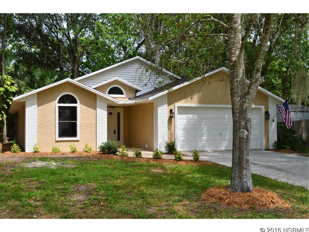Under contract taking backups. Warm, modern and inviting SFR with upgraded interiors that's move-in ready. You will really love this floorplan. This home has vaulted ceilings, Fireplace, updated kitchen and baths, new Stainless Steel appliances, new interior and exterior paint, new HVAC system, new Hot water heater, new ceiling fans, skylights and open floor plan with large lanai across the back of the house with triple sliders from the LVR and French doors from Mstr bedroom area. Also you will find a nice new exterior wooden deck for relaxing and BBQ grilling. Perfect for family, first time buyers or retirees. Not much thru traffic so nicer quieter area of the Western side of Florida Shores. Private quiet backyard area, extremely low maintenance property. Privacy fence allowance of $500 included, Seller will also provide additional $2000 toward closing costs for Buyer. ;Water: City
