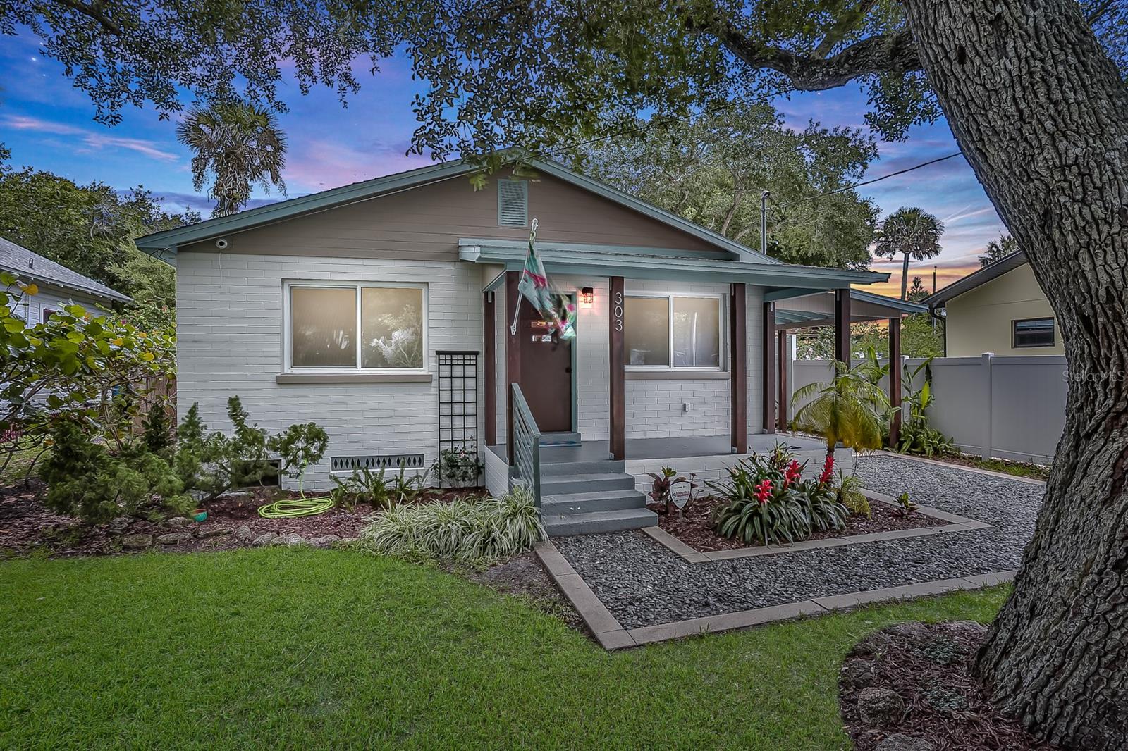 Completely fabulous beach cottage just steps from Flagler Ave and a few more to the beach with both contemporary styling and a retro appeal just begging for your attention. So much love has been put into this home, getting it perfectly ready for a new owner. Freshly painted interior and exterior, gleaming original heart of Oak floors, natural light pouring thru the newer windows, just feel the flow of the home as you walk into the open living-dining and kitchen space. The full half bath right off the kitchen, then onto the new 16x16 wood deck with string lights and a private yard. Two well-sized bedrooms with closet storage space and another full bath with the neatest bubble decor floor (have to see it) and original cast iron tub even out this bungalow in one of the most desired locations in the area. Spend your days and nights on a golf cart frequenting the shops, bars, and restaurants of Flagler Ave, or step over to the beach for surfing, fun, and the sun. The most delectable of scenarios the area has to offer, and it will be sold fast! ;Water: City