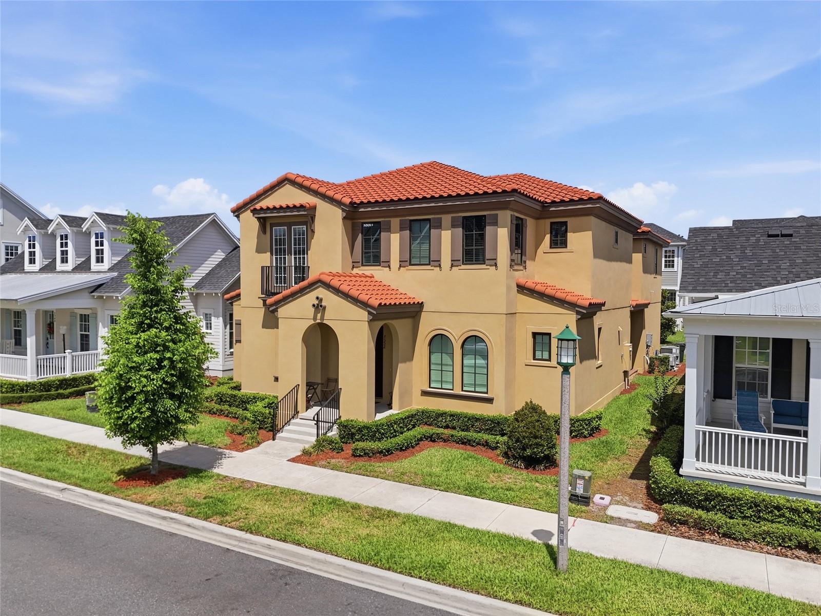 Exceptional, stunning Marco mediterranean model property in celebration island’s village build in 2023, offers 3816 square feet’s of very conformable living, 6 bedrooms 4 baths, a rare combination of features that's rare to find in today's market. The open-concept first floor sets the tone with soaring features, abundant natural light, and a chef's kitchen designed to impress. A waterfall-edge island, LPV flooring throughout the first floor, cabinetry, gas range, stainless hood, farmhouse sink, natural lighting elevates the heart of the home. The primary suite is a true retreat, featuring dual sinks, an oversized shower, dual closets with custom built-ins. A fully equipped garage apartment above the 2-car garage offers exceptional flexibility, whether for guests, multigenerational living, or additional rental income. It includes 1 bedroom, 1 full bathroom, a living area, full kitchen, and in-unit laundry. All of this is tucked inside the world-renowned town of Celebration, walking distance to new shops, restaurants, and a K-8 school, celebration high school, with miles of scenic trails, water lakes, pocket parks, community events, a dog park, and just 10 minutes from Walt Disney World. Homes like this don't come around often, look at the 3D VIDEO and Schedule your private showing today.