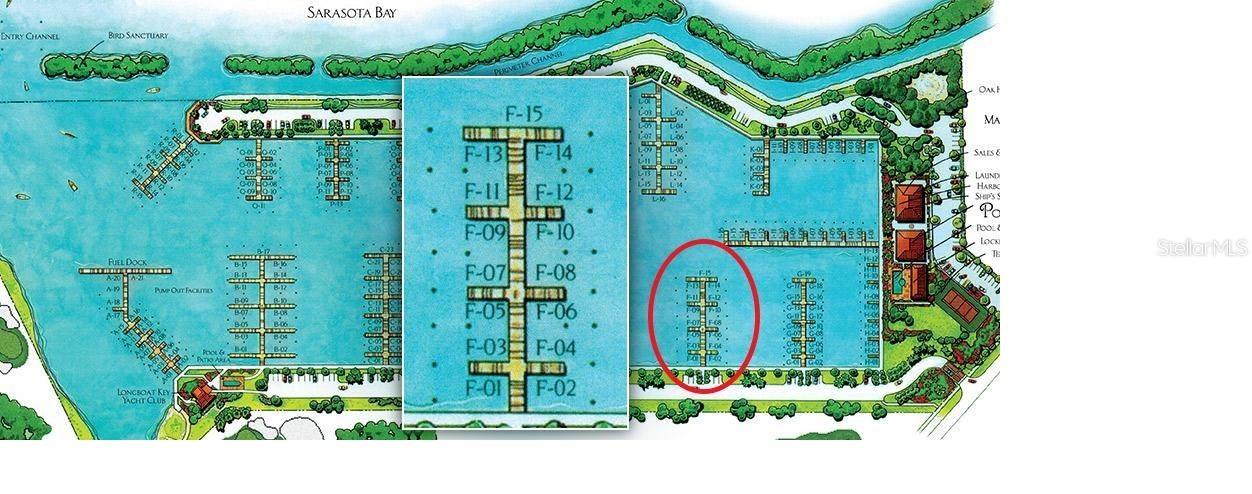 Slip F-06 at Longboat Key Club Moorings Marina provides one of the most desired locations as a Yacht Club Member slip in the Marina. With the slip measuring 70 X 26, and a usable beam of 23 feet and a 32 FT long finger pier. This location provides close proximity to parking with a view of the west side of the marina and golf courses. The Longboat Key Club Moorings Marina is a World Class deep water marina providing direct access to Sarasota Bay and ICW. Yacht Club membership at the Longboat Key Club Moorings provides members access to the private clubhouse, which is well appointed with TV, conference room, private pool area, outside seating and tables, grill, and bathhouse all in a relaxing atmosphere. Additionally, the Longboat Key Club offers multiple restaurants, world class tennis and golf facilities, fitness center, with spa and beach access. The Marina is also located within close proximity to Publix, CVS, and world class shopping at St. Armand's Circle. The longest vessel this slip will accommodate is 65 feet. Beam; on the vessel type and measure. Membership in the Longboat Key Club is required.