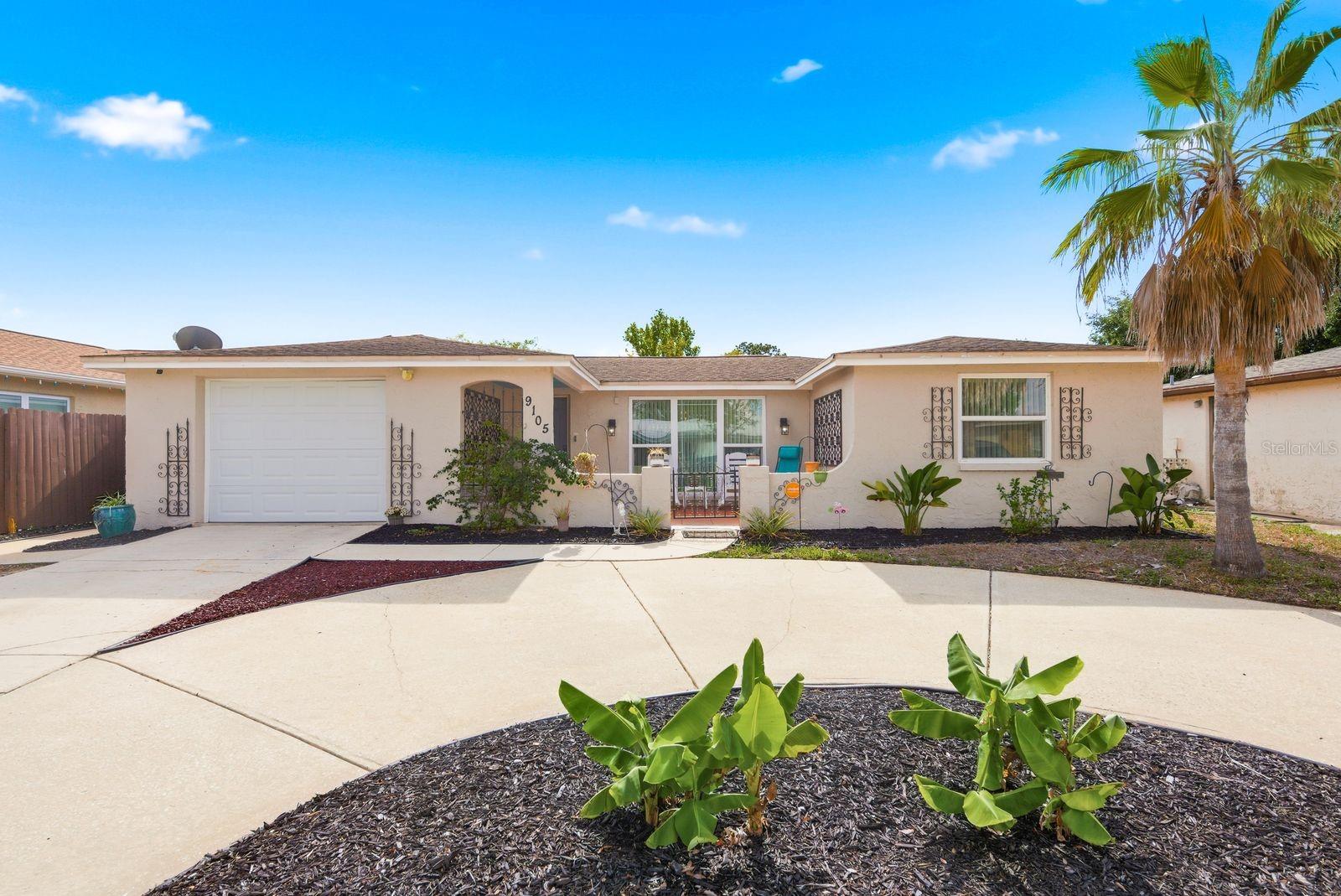 Welcome to this beautifully updated 3-bedroom, 2-bath pool home with 1 1/2 car deep garage offering the perfect combination of energy efficiency, smart home technology, privacy, and outdoor living — all located in a desirable NO HOA community. One of the standout features is the fully paid-off approximately $55,000 solar system that will be paid in full at closing, long-term energy savings. From the hurricane-rated tinted windows and doors to the resort-style screened pool with paver decking and an 8-foot deep end, new pool pump and timer, this home is designed for comfort, convenience, and peace of mind. The curb appeal begins with mature landscaping, a circular driveway, and a 6-foot privacy fenced backyard. Inside, the light and bright open floor plan features LifeProof faux wood-look tile flooring throughout the main living areas, complemented by natural lighting and a sun tube in the kitchen. The spacious living and dining areas overlook the pool and offer seamless indoor-outdoor living through multiple sliding glass doors and French doors leading to the screened lanai. The kitchen features wood cabinetry, 16x16 tile flooring, a pantry closet, dinette area, LG range, Frigidaire refrigerator, and Samsung dishwasher. The adjacent dining area overlooks the pool and provides a perfect setting for entertaining. The primary suite offers private French door access to the pool area, creating a relaxing retreat atmosphere. The ensuite bath includes dual sinks, built-ins, tub/shower combination, and additional storage. The second bedroom features carpeting, a ceiling fan with light, and front-facing windows, while the third bedroom includes sliding glass doors to the pool area, vertical blinds, and a ceiling fan with light. A Jack-and-Jill style bathroom offers built-in cabinetry, vanity lighting, and a walk-in shower.
Additional interior features include Wainscoting accents, two hallway closets, built-in storage, vertical blinds, beveled glass front entry door, . Step outside and enjoy your private backyard oasis featuring a kidney-shaped screened pool resurfaced in approximately 2015, paver patio decking, and a newer pool pump installed last year. The fenced yard provides privacy while still maintaining an open feel on one side where the owner owns the fence line. This home is also equipped with a Vivint smart home system that allows you to control the front door lock and smart thermostat directly from your smartphone, with the ability to expand the system for additional lighting and camera integration. Existing features include door sensors, glass break sensors, Ring doorbell camera, driveway camera with linger sensor, and additional smart security features for added convenience and security.Major updates include: roof (2014), A/C (2015), water softener (approx. 2015), garage door and opener (2021), pool resurfacing and pavers (approx. 2015), appliances and toilets (2014-2015), hurricane-rated tinted windows and doors (excluding bay window in third bedroom), and reverse osmosis system (needs servicing and conveys as-is).Workbench in garage may stay if desired. TV mounts and TVs do not convey. Most furniture is negotiable. Schedule your private showing today and experience everything this smart, energy-efficient pool home has to offer! Flood zone "X" No flood insurance required, most desired flood zone...Existing Survey available.