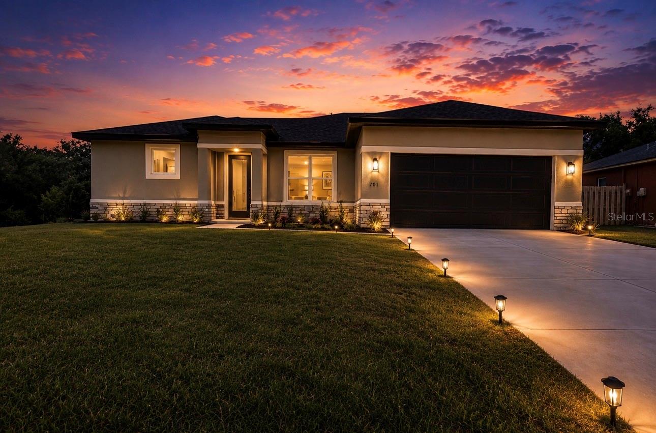 Virtually Staged. Corner Lot! Welcome to this newly completed four-bedroom home, perfectly positioned on a prominent corner lot in a peaceful area of Poinciana. With 1,763 square feet of living space, two full bathrooms, and one half bathroom, the home offers a practical layout with plenty of room for comfortable everyday living. One of the property’s standout features is its corner location, which provides additional openness, enhanced privacy, and more outdoor space than many neighboring homes. The quiet setting and limited number of nearby residences create a calm atmosphere that is difficult to find. The interior features durable luxury vinyl flooring, spacious living areas, and an open kitchen that connects naturally with the main gathering spaces. The primary bedroom is privately situated, while the remaining bedrooms can easily accommodate family members, guests, a home office, or a creative space. Outside, the generous corner lot offers excellent possibilities for landscaping, outdoor seating, or creating a personalized backyard retreat. This brand-new home has never been occupied and is ready for its first owner. Conveniently located near shopping, schools, and major roads, it combines space, privacy, and accessibility in one attractive package. Schedule your private showing today.
