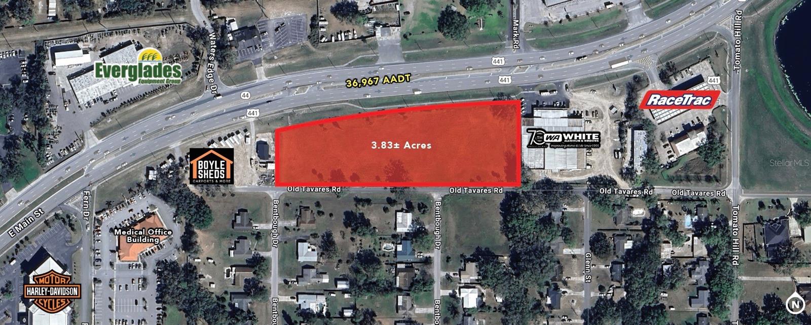 Commercial Infill Site located on main corridor of U.S. Hwy 441 in Leesburg, Florida.  3.83 +/- Acres in three (3) contiguous parcels located on the southside of U.S. Hwy. 441 adjacent and west of Whites Aluminum & Window.  Zoned C-3, Highway Commercial (Leesburg) with a future land use of General Commercial.  High and dry, no trees, ready for development. measurements are approximate and must be verified by buyers.