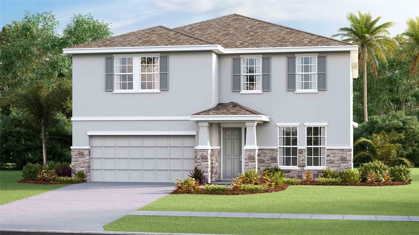 Pre-Construction. To be built. This two-story, all concrete block constructed home has a large open concept first floor with a kitchen overlooking the great room, dining area, and a covered lanai. A flex room at the entrance of the home, as well as a spacious guest bedroom and full bathroom, complete the first floor. Upstairs, Bedroom 1 with ensuite bathroom, three additional bedrooms, a third full bathroom, and a well-appointed laundry room surround a large loft. This home comes with an installed stainless-steel dishwasher, electric range, and microwave. Pictures, photographs, colors, features, and sizes are for illustration purposes only and will vary from the homes as built. Home and community information including pricing, included features, terms, availability, and amenities are subject to change and prior sale at any time without notice or obligation. CRC057592.