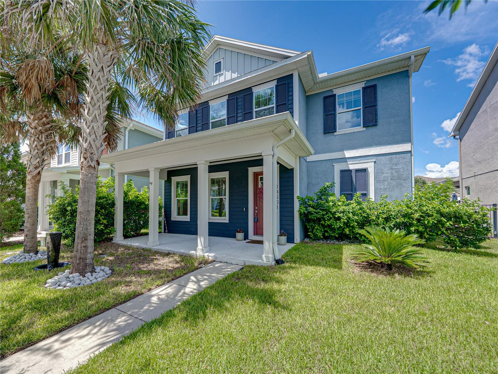 Beautiful David Weekley, Bungalow style home is just steps away from Asturia's Resort Style Amenities! Welcome to your dream home in the highly desirable Asturia community in Odessa, FL! This beautiful 3 bed, 2.5-bath + loft, + office, 2 car garage home with a vintage front porch is ideally situated just steps from the community’s resort style pool, clubhouse, state-of-the-art gym, and more. Step inside the foyer and you'll be greeted with tons of natural light, soaring ceilings, dramatic stairs, a huge kitchen, family room and dinette. Back to the foyer, on your left is a flex space, currently being used for homeschooling. This room is perfect for an office or formal dining or living room. It features crown molding. To your right is a convenient half bath, spacious storage closet, dramatic 18' ceiling and open stair rail. This thoughtfully designed, David Weekley model home is just what you've always wanted. Laminate wood flooring throughout the whole home with tile in most wet areas. No carpet. The living area flows seamlessly into the screened back lanai and an extended paver patio, perfect for enjoying Florida’s outdoor lifestyle year-round. The gourmet kitchen is a showstopper, featuring Stainless steel appliances, Gas range, Large granite island, Upgraded cabinetry and Stylish tile backsplash. Upstairs, a cozy loft area provides the perfect flex space for a media room, playroom, or reading area. The owners retreat features tray ceiling, ceiling fan, dual walk in closets. One is currently being used as an office. Spacious spa like bathroom with garden tub, walk-in shower, dual sink granite topped vanity. Beyond the loft and owners suite is two more bedrooms, a full bathroom, and laundry room. Between the garage and lanai is a mud room to hang your coats and umbrella. Out back is a fully fenced back yard with back alley entrance with privacy gate. Oversized 2 car garage is what you've always wanted. Freshly painted, landscaped and some other accoutrements!! Living in Asturia means more than just a home, it’s a lifestyle. Enjoy an active and vibrant community with Resort style swimming pool. A Modern fitness center. An elegant clubhouse. A Dog park, playground, and scenic walking trails. Location, location, location!! Located just off SR 54, just west of the Veterans Expressway. This prime location offers quick access to Tampa, Clearwater, and the world famous sugar sand Gulf Coast beaches. Shoping for shools? JW Mitchell is top rated. It boasts a strong overall GreatSchools Rating, standing out for its exceptional college readiness, high Advanced Placement (AP) participation, and an impressive graduation rate over 97%!! Two major hospitals, dining and shopping are all under 10 minutes away. Tampa International Airport is 30 minutes to the south. Don’t miss your opportunity to own this move-in-ready home in Asturia! Schedule your private showing today! All measurements are to the nearest foot and not guaranteed.