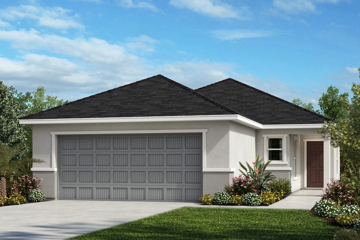 This captivating single-story house is ready for you to own! As you enter the home you will be greeted by tile flooring located throughout the common and wet areas. Featured at the front of the house are the secondary bedrooms, each complete with a sizeable walk-in closet. The open concept kitchen and great room lead out to the covered patio perfect for hosting friends and family! The upgraded kitchen includes quartz countertops, an island with breakfast bar, 42-in. upper cabinets, and a stainless-steel Whirlpool® appliance package. Positioned at the rear of the home, the primary bed with connecting bath includes a large linen closet, a walk-in shower with tile surround, and a dual sink vanity with quartz countertop.