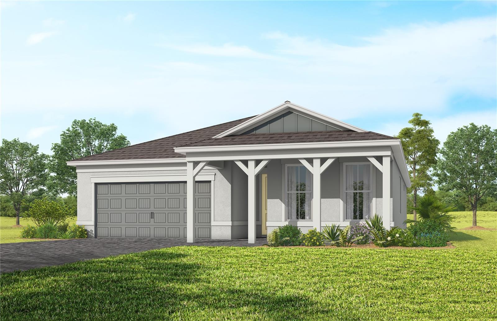 Pre-Construction. To be built. This stunning one-story Palmary home showcases a thoughtfully designed layout with 3 spacious bedrooms, 2 full bathrooms, and a 2-car garage. At the heart of the home, the gourmet kitchen is a standout feature, equipped with soft-close cabinetry, quartz countertops, stainless steel single-bowl sink, and an upgraded faucet. Whirlpool stainless steel appliances, including a refrigerator and built-in natural gas cooktop, complete this culinary haven. The open-concept living area, flooded with natural light from expansive windows and highlighted by tall ceilings and tray ceiling at the gathering room creates an airy, welcoming space perfect for relaxing or entertaining. The covered lanai extends your living space outdoors, ideal for seamless gatherings. Retreat to the luxurious owner’s suite, a serene sanctuary with a spacious walk-in closet and a spa-like en suite bathroom. Quartz topped dual vanity sinks, a walk-in shower with rain shower head, an enclosed toilet, and a linen closet complete the tranquil space. At the front of the home, the two spare bedrooms and bathroom provide ample space for guests or personal use. The practical laundry room, complete with cabinets, a utility sink, and Whirlpool washer and dryer makes everyday tasks a breeze. Designer-curated selections elevate this home with pendant light pre-wiring in the kitchen, comfort-height toilets, oil rubbed bronze hardware and plumbing fixtures, 2" faux wood blinds, Sherwin Williams City Loft interior paint, and wood-look luxury vinyl plank flooring throughout the entire home (except for the in the bathrooms and laundry room, which are outfitted with tile flooring). For modern convenience, the Palmary is equipped with a smart thermostat, video doorbell, and LED down lights. Blending luxury, comfort, and cutting-edge connectivity, this home is designed for today’s lifestyle. Schedule your tour today!
