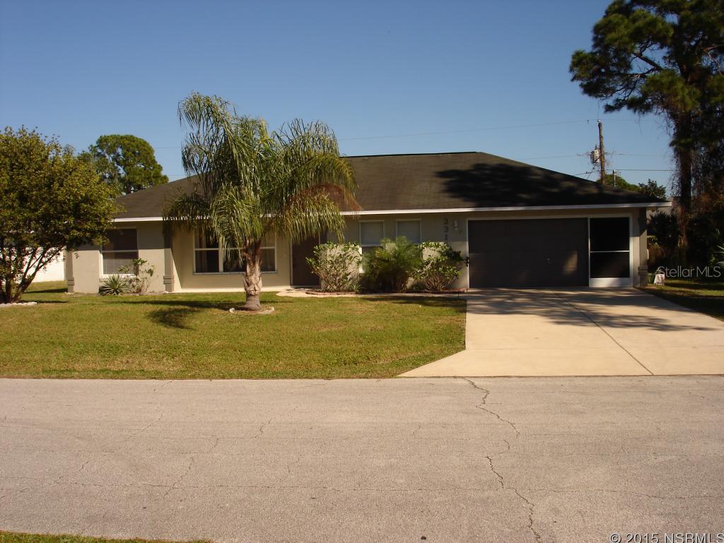 BUILT IN 1999; VERY NICE 3/2, TWO CAR GARAGE BLOCK HOME WITH STUCCO COVER. OPEN FLOOR PLAN WITH VAULTED CEILINGS AND SPLIT BEDROOMS. GARAGE HAS DOOR OPENER AND SLIDING SCREEN DOORS. HURRICANE SHUTTERS FOR THE WINDOWS. THERE'S AN IRRIGATION SYSTEM ON RECLAIMED WATER THAT'S ZONED AND ON A TIMER. SKYLIGHTS IN BOTH BATHS. IN HOUSE LAUNDRY AREA OFF KITCHEN. NEW WATER HEATER. NEW LINOLEUM FLOORING IN KITCHEN AND BATHS. WOOD LAMINATE IN LIVING/DINING AREA. ONE YEAR OLD CARPETING IN BEDROOMS. STURDY 10 X 10 FRAMED ALUMINIUM SHED WITH POWER AND LIGHT. ;Water: City