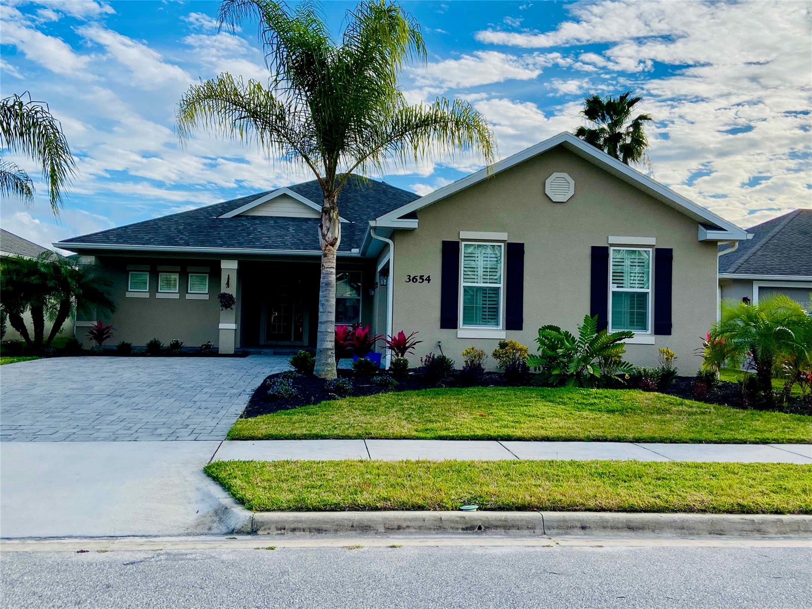 This 3 bedroom 2 bath split bedroom floor plan home is located in Arbor Lakes within Venetian Bay.  The community offers excellent walking and biking trails, golfing, scenic ponds and lakes, community pool and clubhouse. The town center is located 2 blocks away which has restaurants, convenience store, ice cream shop, 5 star salon and spa and so much more. A fenced backyard with beautiful landscaping is viewed from your back screened lanai. Extras are plantation shutters, impact windows, epoxy finish garage floor, garage with a/c, solar attic fans, soaking tub, walk thru master shower. ;Water: City
