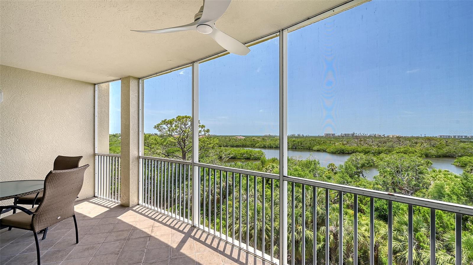 TURN-KEY FURNISHED 5TH FLOOR RESIDENCE WITH LOVELY VIEWS! Experience luxury coastal living in this stunning 5th floor condo in Meridian at The Oaks Preserve. With water and Preserve views that rival those of higher floors, this residence offers 3 bedrooms, 3 full baths, and a dining room, all enhanced with NEW FURNISHINGS. OFFERED TURNKEY, ALL YOU NEED TO DO IS MOVE IN AND START ENJOYING A CAREFREE LIFESTYLE ON FLORIDA’S GORGEOUS GULF COAST. Enter through the secure lobby and take your private elevator to this lovely unit. The light-filled interior features crown molding, high ceilings, tile, and engineered hardwood floors. The open kitchen boasts a breakfast bar, pantry, white cabinets, and granite countertops. Washing up after cooking a gourmet meal is a pleasure with the view over the great room. The master suite, like most rooms in the unit, offers beautiful views and features a walk-in closet and a luxurious master bathroom with a soaking tub, separate walk-in shower, dual sinks, a built-in vanity, and ample cabinets and counter space. The two additional bedrooms are generously sized, with one featuring a custom-built Murphy bed for flexible use. Put it up for day-to-day living and take it down to accommodate visiting guests. When evening comes, there is no better place to toast the end of another picture-perfect day than the screened balcony, where you can witness some of the most spectacular sunsets you will ever see. Meridian residents can enjoy the nearby residents-only pool, spa, and gym, as well as all the offerings of The Oaks Club, including two championship golf courses, an incredible tennis program, pickle ball courts, a state-of-the-art WellFit center, a variety of dining options, and a celebrated social calendar. Membership is required with homeownership. There is currently no waiting list for either Golf or Sports/Social membership.
