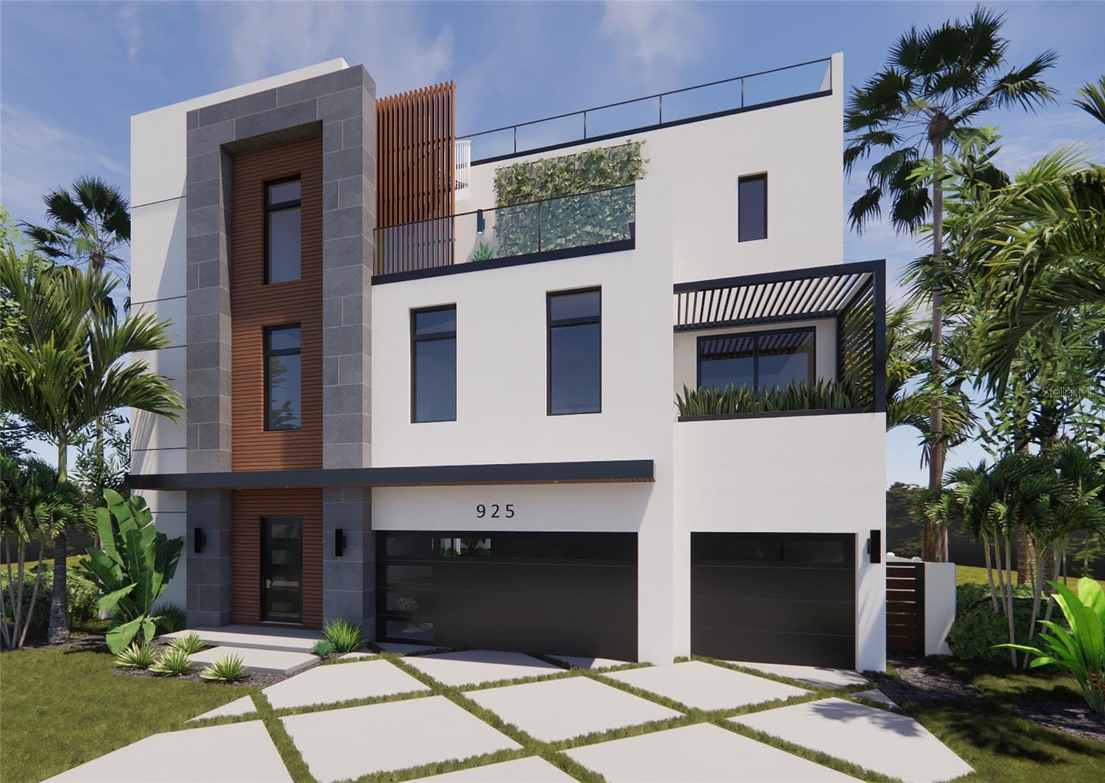 Pre-Construction. To be built. Stunning contemporary new construction coming soon to one of Clearwater Beach's most desirable streets. This architecturally striking three-story residence delivers nearly 3,800 square feet of open-concept luxury living with clean lines, soaring ceilings, and walls of glass that flood every level with natural light.
Designed for the discerning buyer who demands both style and substance, this home features a private elevator servicing all three floors, an oversized garage with room for multiple vehicles and storage, and seamless indoor-outdoor living spaces highlighted by expansive covered terraces and balconies. The rear of the home opens to a resort-style pool and spa with a sun shelf, surrounded by lush tropical landscaping — your own private oasis just moments from the sand.
The bold modern facade combines warm wood-tone accents, natural stone detailing, creating undeniable curb appeal that stands apart from everything else on the island. A rooftop terrace crowns the home, offering panoramic views perfect for sunset entertaining.
Built by a reputable local builder with a proven track record of quality craftsmanship, this home is being constructed with premium materials and meticulous attention to detail throughout. Building permits have been applied for — now is the ideal time to get involved and select your finishes.
This is a rare opportunity to own a brand-new, elevator-equipped contemporary masterpiece in one of Florida's most sought-after beach communities.