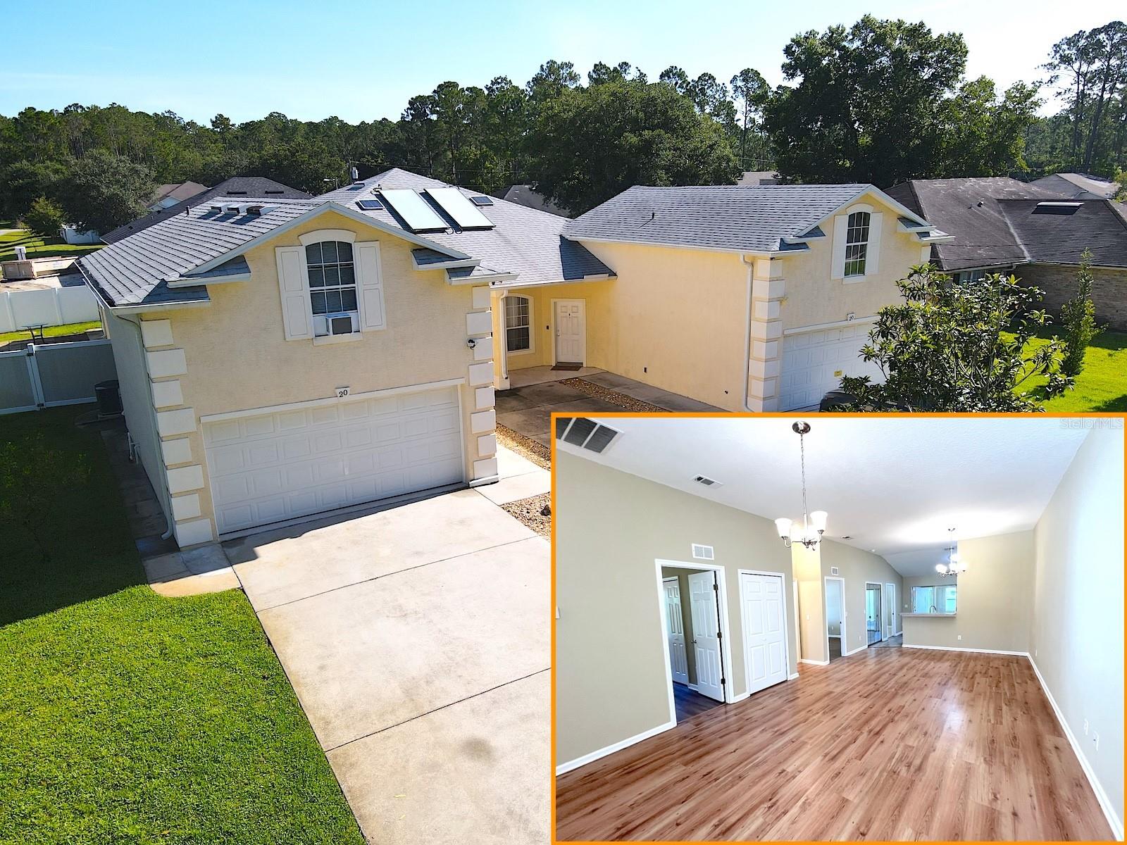 Huge 4 Bedroom 3 Bath 2 Car Garage Townhome Duplex with Fenced Yard for Rent in Lehigh Woods of Palm Coast! Side A features vynil and laminate flooring in the downstairs main areas and carpeting in the upstairs bedroom. This nearly 2000 SQFT rental home features an open floor plan, ample cabinetry in the kitchen, and a huge tiled family room in the back. Roomy bedrooms feature ample closet space. The open kitchen boasts solar dome light to further brighten the home and overlooks the family room. The primary bath features both a tub and walk in shower. Exit the family room to a spacious covered and screened lanai, overlooking you private fenced yard with a paver patio area. LAWN CUTTING is INCLUDED. Inquire about this rental today! LBTR#13922.