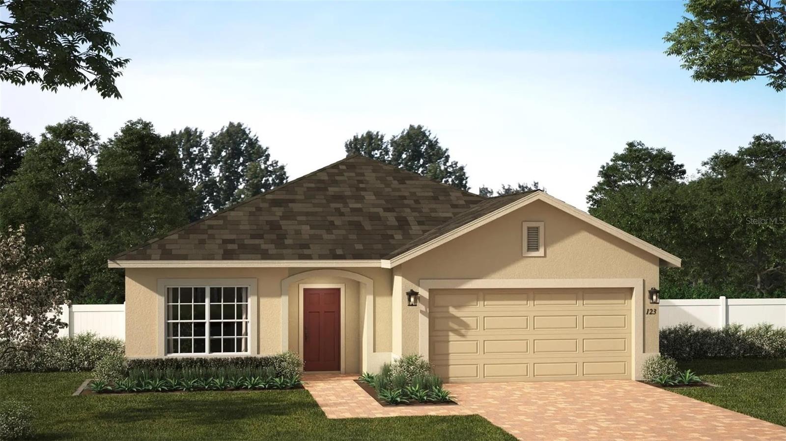 Welcome to the beautiful Harrell Oaks Community! The split bedroom design provides privacy, with the inviting Primary Bedroom featuring an oversized walk-in closet and a spa-inspired en-suite bath complete with dual sinks in an adult-height vanity, quartz countertops, and a walk-in shower with wall tile surround and glass enclosure. Exterior includes decorative stone accents, and attractive brick paver driveway and lead walk, providing great curb appeal. Zoned for top-rated schools, Harrell Oaks also offers a community park and picnic area, and is conveniently located near local parks, trails, and lakes, along with easy access to shopping and dining.
