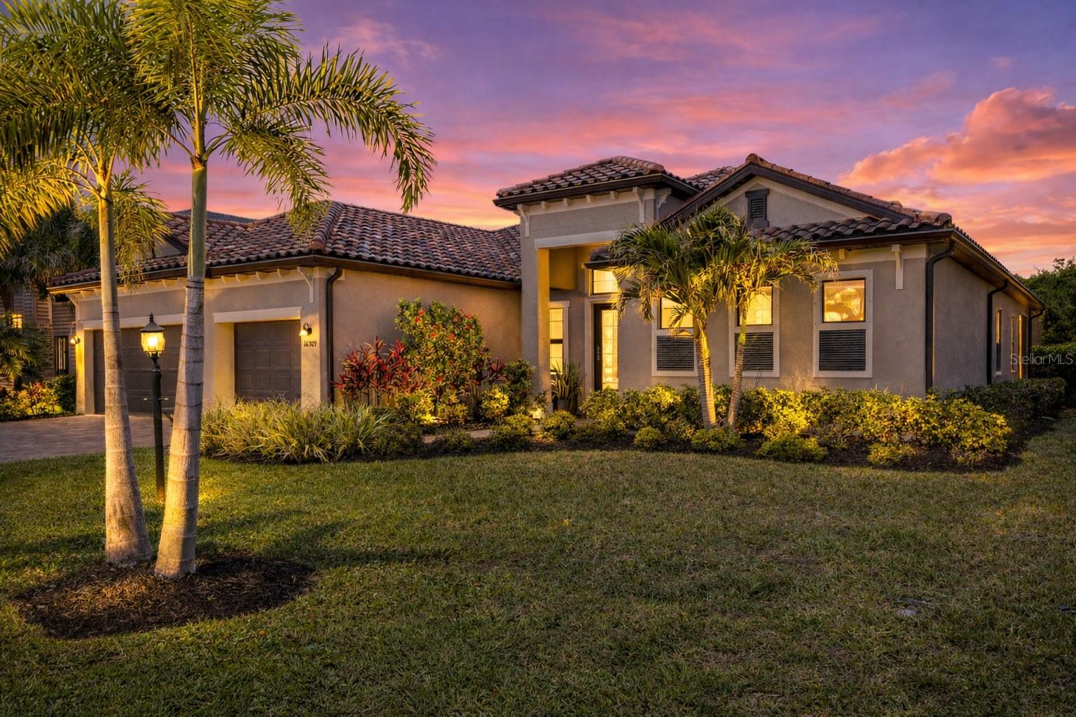 Experience elevated Florida living in this stunning Sunset model at 16309 Tradewind Ter in Lorraine Lakes at Lakewood Ranch. Offering 3 bedrooms, 3 baths, a den, 3-car garage, and 2,587 sq ft, this residence combines modern open-concept design with the privacy buyers crave. Inside, quartz countertops, spacious gathering areas, and an easy flow for entertaining create a warm yet refined feel. The primary suite offers a true retreat with two large walk-in closets, while the den provides flexibility for a home office or additional lounge space. Step outside to a gorgeous lanai with pool and spa, all overlooking a private preserve view that adds beauty and tranquility. Set within the gated, resort-style community of Lorraine Lakes, homeowners enjoy exceptional amenities including indoor and outdoor restaurant/bar, multiple pools, splash pad, fitness center, tennis, pickleball, basketball, volleyball, bocce ball, putting green, indoor sports courts, and more. Lawncare, cable TV and internet are included with your HOA fees. This is Florida living at its best—stylish, functional, and set in an exceptional community.