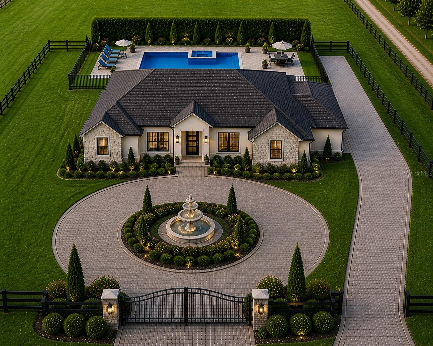 Premier 50± Acre Equestrian Farm | 7-Stall Barn | 3,547 ++/-SF overall custom Triple Crown Homes.

This exceptional 50± acre equestrian property is beautifully situated on a high and scenic elevation and is fully equipped for horses or cattle, offering an outstanding opportunity near the World Equestrian Center.
The property features a center-aisle concrete block barn with 7 matted stalls, each equipped with fans, lighting, and individual rear access doors. An efficiency apartment within the barn includes a full bath, laundry area, and break space—ideal for staff or on-site management. Additional barn amenities include a wash area, center feed room, storage room, and mechanical room, all thoughtfully designed for functionality and ease of operation.
A secondary barn provides two foaling stalls and hay storage, while the farm is fully perimeter fenced and divided into 12 paddocks, ready for immediate use.  A round pen and 50-amp RV hookup further enhance the property’s versatility.  
A 3,050 +/- SF custom residence by Triple Crown Homes is in the beginning stages of being built on the property.  Offering a 3-bedroom, 3-bath layout. Details regarding construction and finishes are available upon request.  The current price reflects the value of the land, the exquisite residence, and the exceptional equestrian facilities, presenting a unique opportunity to embrace a lifestyle of elegance and charm.  Conveniently located approximately 9± miles from the World Equestrian Center.   The property is also available for a sale without the home for a short time until the owner's break ground.   Without the home the price is $1,599,995.   Call for additional details.
Note the main photo is the artist rendition of the house to be built on the property.