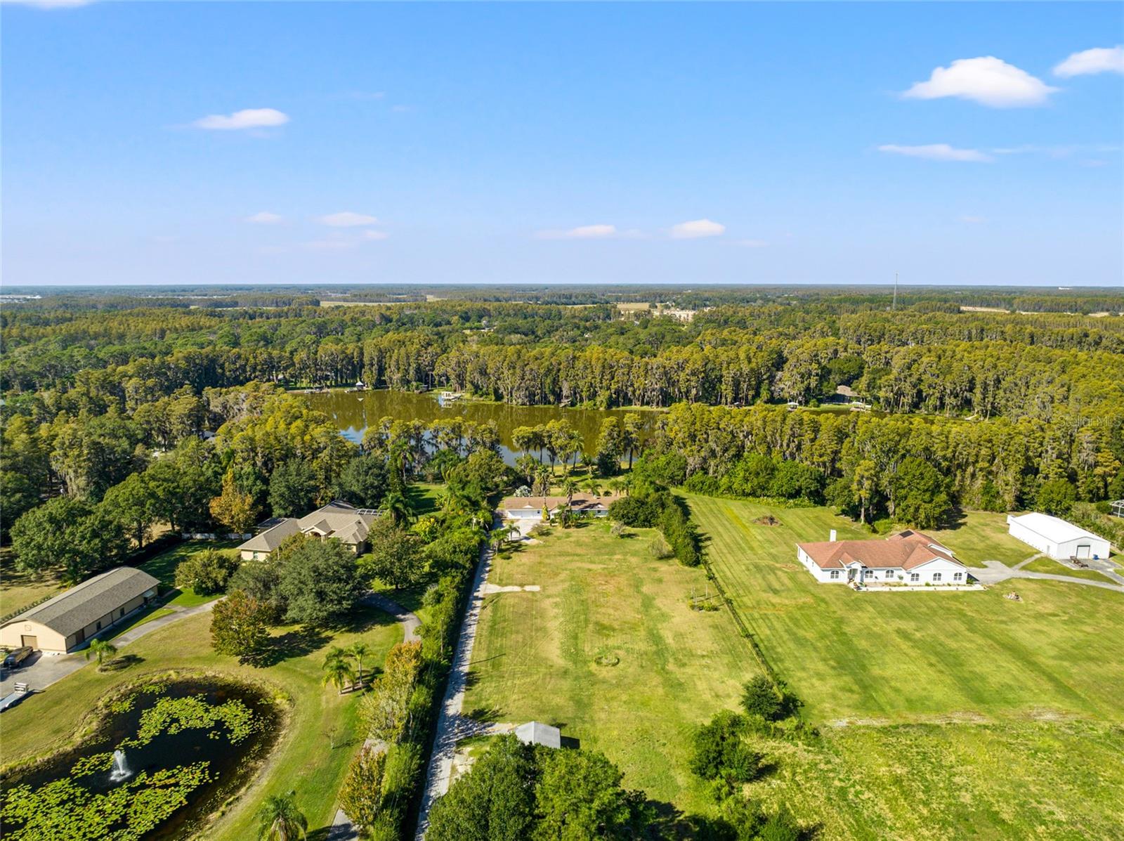 Just imagine this... Lakefront Pool Home on over 3 Acres in Land O Lakes!  Pulling down your long driveway, you will see how private your property is, all tucked away from the hustle and bustle.  Come on into this lovely 4BR/2Bath Ranch Style Home featuring a nice open floor plan with newer wood look tile throughout the main living areas and foyer area! Nicely updated kitchen with granite countertops, and new appliances including a double oven.  Off the Kitchen and Foyer area you will find an extra-large Dining area with a picturesque view of the lake. The open living room is very spacious and features a wood burning fireplace to sit and enjoy the cold evenings while watching your favorite TV Show or Movie.  Just a few steps away, you will find your 3 guest BR and Bath which are all very nice size rooms.  On the opposite side of the home is where you will find your Master Suite which offers a sizeable walk-in closet and your Master Bath with dual vanity sinks, garden tub and separate shower.  Step out through your double doors from your Living Room into your enclosed Florida Room which could be used as an Office, Playroom, extra room to entertain your guest or anything you wish!  Stepping outside, you will notice a nice size sitting area with brick pavers which also leads you to your screened enclosed heated pool (redone in 2020) surrounded by brick pavers!  Walk down to the lake where you can sit and enjoy your morning coffee or evening drink while enjoying the view and listening to the sounds of nature.  Please don't forget to bring all your outdoor toys to this lovely Home and Property as you have plenty of room to store them!  Close to Shopping, Library, Sports Complex, Restaurants, Schools and much more! Don’t wait on this lovely Home as it won’t last long!