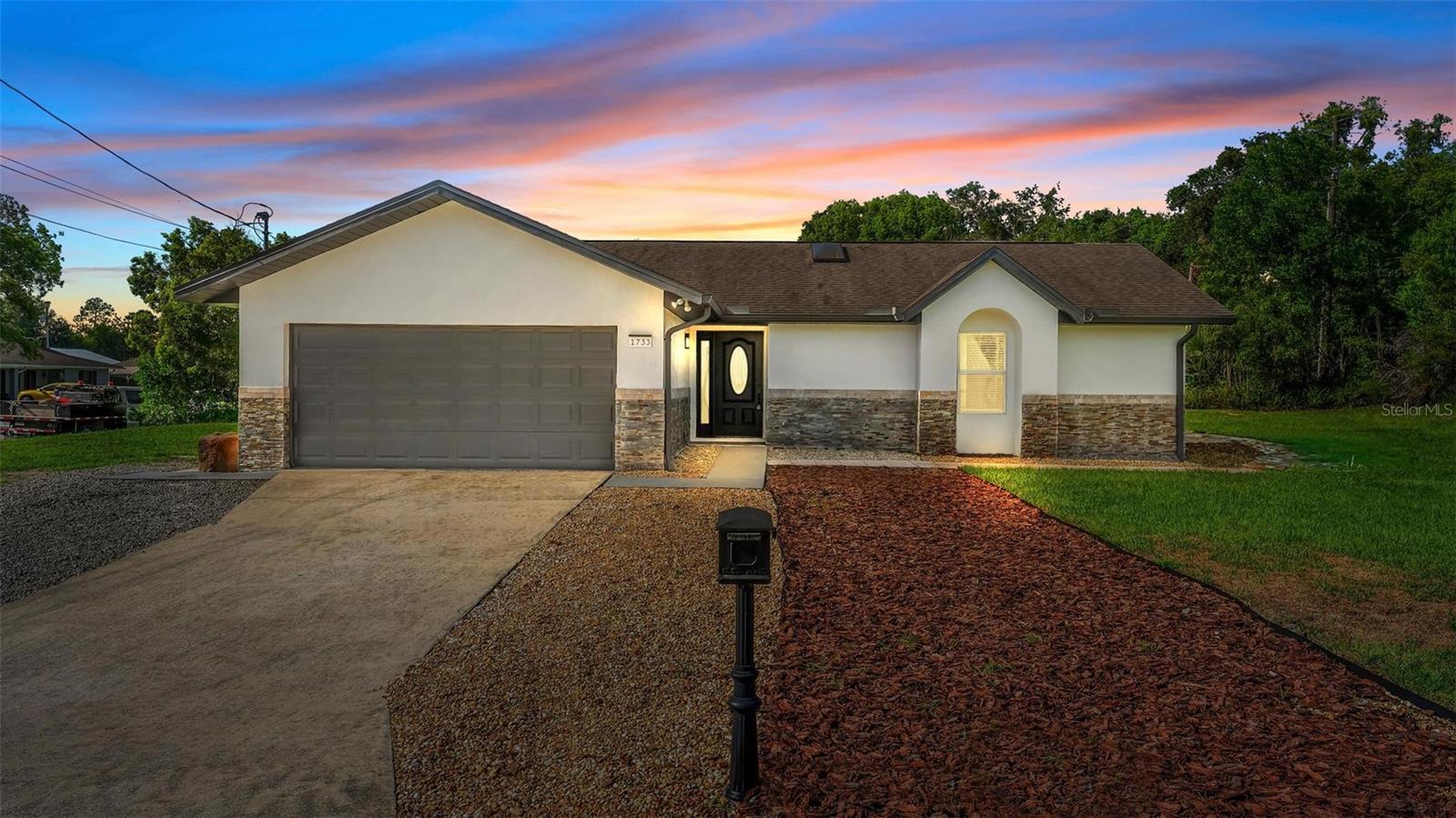 Welcome to this beautifully renovated and move-in ready home, this stunning 3-bedroom, 2-bath home sits on an oversized corner lot in a quiet, established neighborhood with NO HOA—offering the freedom and space today's buyers are looking for.

From the moment you arrive, you'll appreciate the fresh exterior paint, modern curb appeal, and expansive lot with endless possibilities. Whether you own an RV, boat, jet skis, or have been dreaming of building your own backyard oasis with a pool, this property offers the space to make it happen.

Step inside to a bright, open-concept layout featuring brand-new flooring throughout most of the home, fresh interior paint, and a beautifully redesigned kitchen complete with elegant quartz countertops, stylish cabinetry, and brand-new stainless steel appliances, all backed by the manufacturer's warranty. Every detail has been thoughtfully selected to create a modern, functional, and inviting living space. A versatile bonus room offers endless possibilities and can easily serve as a home office, media room, playroom, or flex space to fit your lifestyle.

Major updates include a roof replaced in 2019, an A/C system approximately 5 years old, and a Nest Smart Thermostat, providing comfort and peace of mind for years to come.

Location is everything, and this home delivers. Enjoy the convenience of being just minutes from shopping, restaurants, gyms, schools, and major highways for an easy commute throughout Central Florida. You'll also love having a nearby public park featuring a playground, picnic pavilion, basketball courts, tennis courts, and soccer fields—perfect for enjoying the Florida lifestyle with family and friends.

Opportunities like this are hard to find—a fully remodeled home on a premium corner lot with no HOA, modern upgrades, and room to grow. Schedule your private showing today and experience everything this exceptional property has.