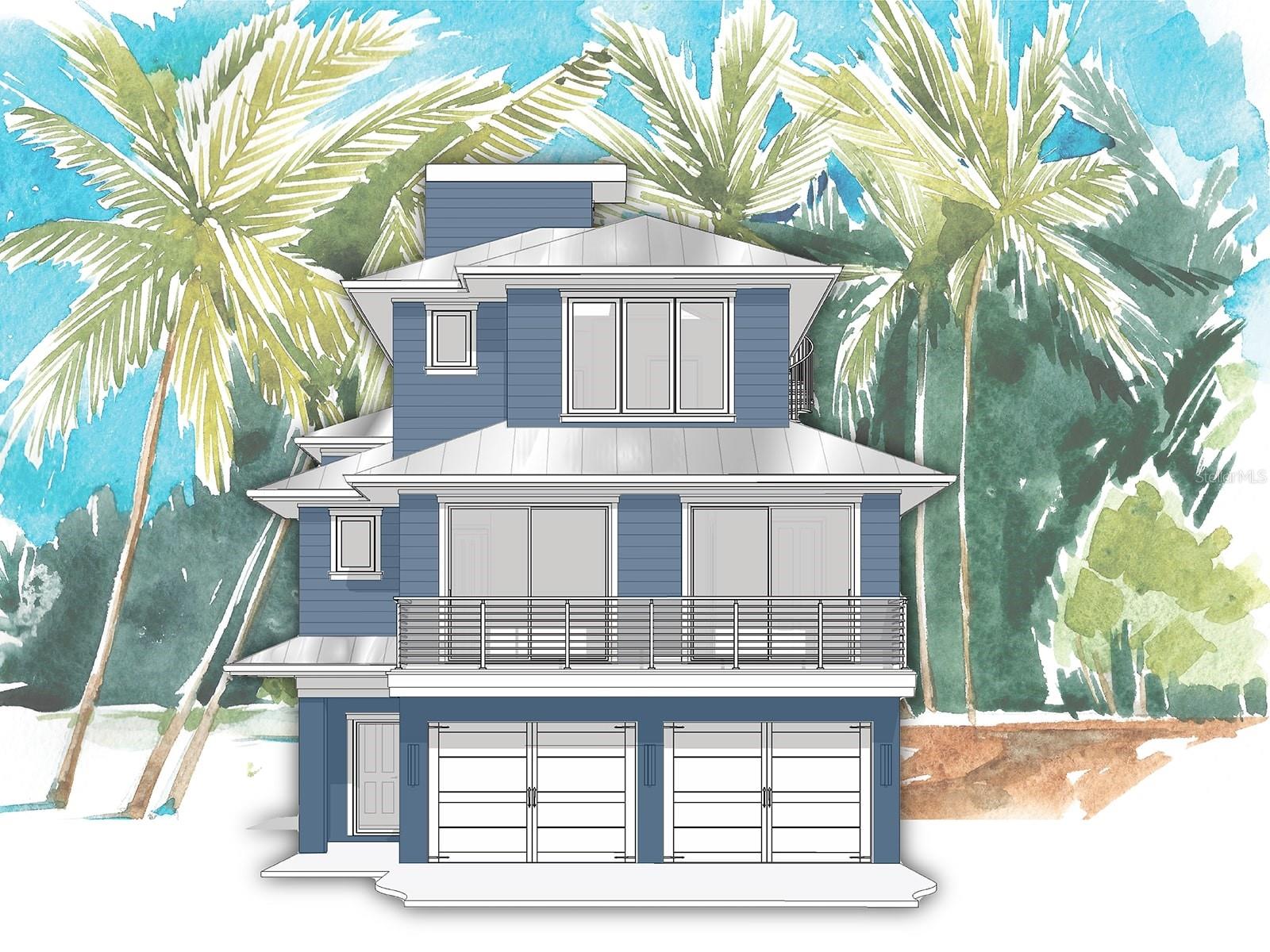 Brand New Luxury Beach is just one block from the beach, this brand new coastal retreat delivers the perfect blend of modern luxury, location, and income potential. Featuring four bedrooms, four and a half baths, plus a den.  All bedrooms are en suite, offering exceptional comfort and privacy. Designed with elevated craftsmanship, the home showcases custom wood trim and cabinetry throughout, complemented by elegant stone countertops. A private elevator services all levels, leading to a spectacular rooftop deck with beautiful sunset views, ideal for entertaining or relaxing after a day at the beach.Outdoor living feels like a private resort with a pool and spa, surrounded by lush tropical landscaping. Located just steps from the beach and close to restaurants, shops, and local attractions, this property offers outstanding walkability and excellent rental potential, making it ideal as a primary residence, second home, or investment.