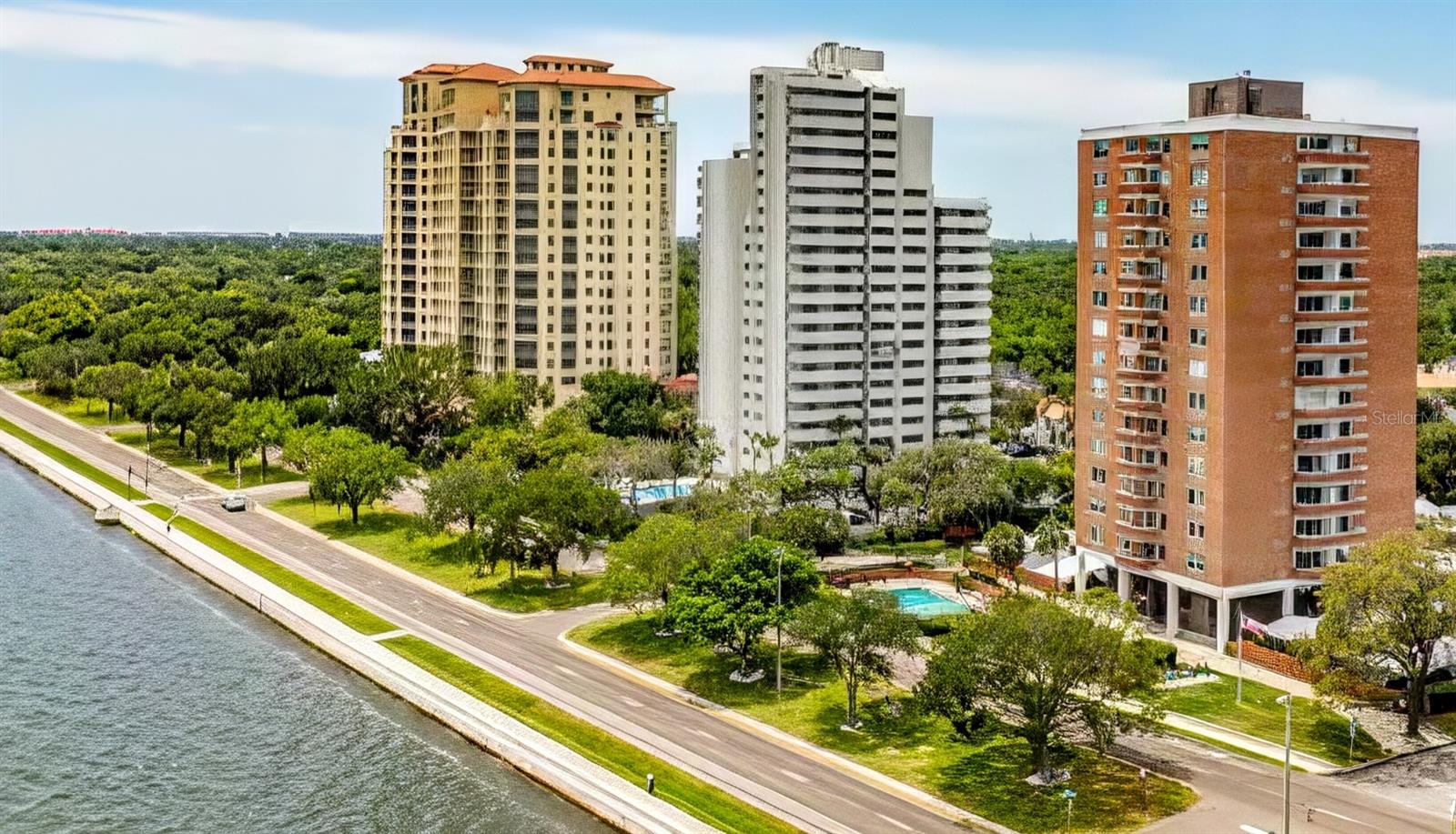 Experience waterfront living at an exceptional value with this move-in ready 2-bedroom, 2-bath condominium on iconic Bayshore Boulevard, offered at just $300,000. From the moment you step inside, you'll be captivated by the stunning bay views that create the perfect backdrop for everyday living.  The thoughtfully designed open floor plan offers a bright and inviting living space, engineered hardwood floors complemented by wood cabinetry, abundant storage, stainless steel appliances, and central air conditioning. The spacious primary suite features an en-suite bath and the added convenience of an in-unit stackable washer and dryer—a rare and highly desirable feature in this building.  Relax on your private balcony while taking in spectacular sunsets over the bay, or enjoy the community's waterfront pool overlooking Bayshore Boulevard, home to Florida's longest continuous sidewalk and renowned 5-mile linear park. Residents also enjoy an impressive collection of amenities, including assigned covered parking, ample guest parking, bicycle storage, a private storage unit, fitness center, on-site management and maintenance, laundry facilities, and a beautifully furnished guest suite with kitchenette available for visiting family and friends.  The building has been well maintained and offers valuable peace of mind with a new roof installed in 2025.  Ideally situated in one of South Tampa's most sought-after neighborhoods, this residence is zoned for top-rated Roosevelt Elementary, Coleman Middle, and Plant High School. Enjoy the convenience of walking to local restaurants, boutique shopping, parks, and all the vibrant lifestyle amenities that make Bayshore Boulevard one of Tampa's most desirable addresses.  Don't miss this rare opportunity to own a waterfront condominium with breathtaking views, outstanding amenities, and an unbeatable location at an exceptional price.