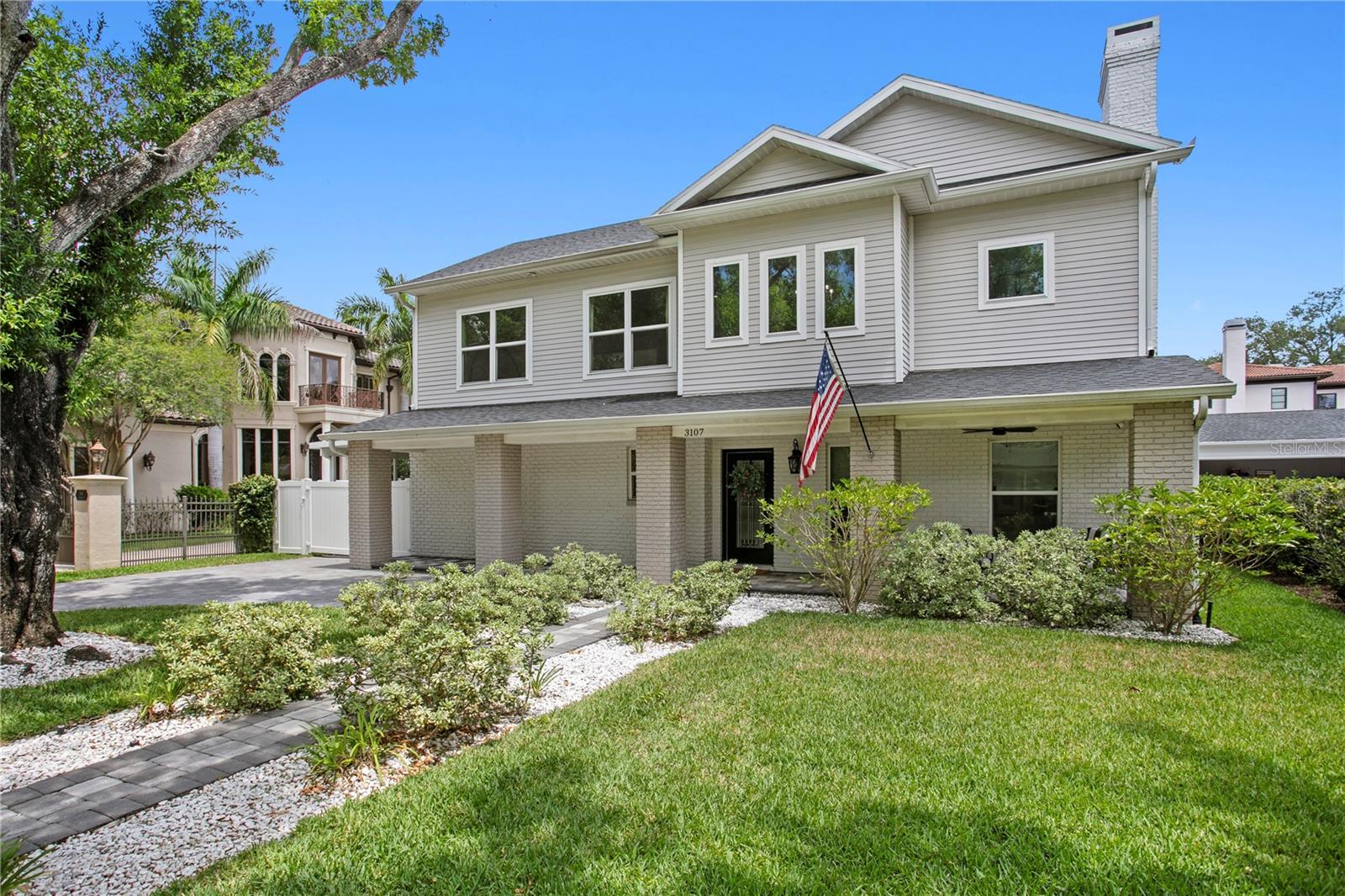 Tucked away on a quiet dead end street and backing up to the exclusive Palma Ceia Golf Course, this 4 bedroom, 4.5 bathroom home which spans over 4,100 square feet is not only the best value and located in one of the best neighborhoods, Parkland Estates in South Tampa, it’s one of the most functional homes blending style and ease. This exceptional residence offers rare privacy while also being a stones throw away from the Palma Ceia golf course. Step inside to discover natural light flowing in all directions and open concept living spaces that flow effortlessly for both everyday comfort and entertaining. The gourmet kitchen is equipped with GE Monogram Appliances, 36’ Gas Range for the chef in the family, an oversized waterfall marble island, 42’ white shaker cabinetry with designer pulls, a massive walk in pantry, and so much space for a secondary breakfast nook overlooking your beautiful pool. As you walk outside, you’ll notice the meticulously manicured backyard which was designed by Landscape Fusion is quite the lush landscaped backyard with turf and a spacious covered patio with summer kitchen which sets the tone for barbecuing at night, entertaining friends around the newly built heated salt water pool with fountains which will be the best place to be whether you’re sitting outside enjoying your morning cup of coffee or having sunset swims. Heading back inside, a spacious first-floor suite which could be used as a secondary primary suite which has an oversized closet which is the perfect guest retreat, perfect multi-use space of flex room. Upstairs the primary suite is a true sanctuary complete with your own private gym space, a sitting area, dedicated office nook, dual custom closets, and a spa inspired bath with soaking tub and glass enclosed shower with double vanities. Two additional massive bedrooms which share a bathroom also having a flex space upstairs or work space complete the second level. This home offers exceptional amount of storage space, elevated finishes throughout, a warm inviting atmosphere, which in all is a rare find which combines quiet luxury with modern comforts in one of South Tampa’s most coveted neighborhoods. Minutes from zoned A+ Schools: Mitchell Elementary, Wilson Middle School and Plant High School. Enjoy some of the best restaurants down the street, coffee shops, boutiques, 10 minutes from Tampa International Airport, 30 minutes from some of the best beaches in all of Florida. Located in X flood zone.