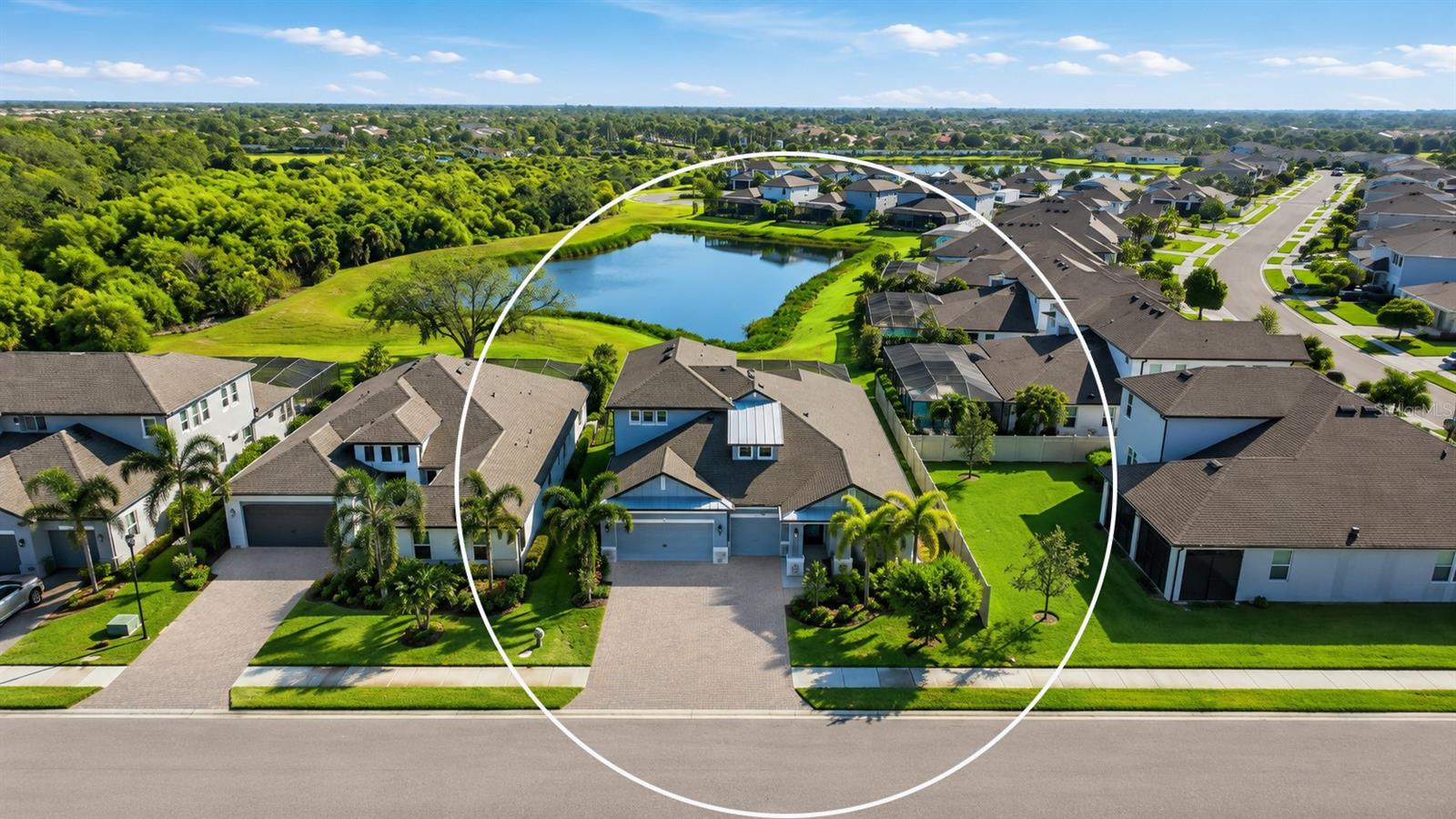 Experience the award-winning Crystal floor plan by M/I Homes in the very heart of Palmer Ranch in Promenade Estates, a highly desirable and established community in Sarasota. This residence offers 4 bedrooms, 4 full bathrooms, a private office, a bonus room, and a finished 3-car smart garage complete with a Tesla Level 2 charger, and in the rear of the property: a private fenced pet yard, a saltwater pool and spa with nature and pond views. From the moment you enter, you’ll appreciate the home’s elevated design, highlighted by a paneled tray ceiling, recessed LED lighting and a fireplace that creates a focal point in the main living area. Throughout the home, custom cabinetry and closet systems provide exceptional organization, storage, and everyday functionality. The desirable split-bedroom layout provides privacy for the owner’s retreat, featuring serene water views, a spa-inspired en-suite bath with a walk-in shower, floor-to-ceiling tile, dual vanities, and a private water closet. Two additional bedrooms are tucked away in their own wing, each with a private en-suite bathroom, creating the perfect setup for family members or guests. At the heart of the home, the open-concept kitchen, dining, and great room are designed for effortless entertaining while capturing picturesque water views and lush natural surroundings. Designer accent walls, upgraded countertops, stainless steel appliances, reverse osmosis water filtration, and custom cabinetry add both style and functionality. Upstairs, is a spacious private retreat featuring a generous bonus room, an oversized bedroom, and a full bath, ideal for long-term guests, multigenerational living, a media room, or a private home office. Designed to embrace the Florida lifestyle, the outdoor living space is equally impressive and accessible through tinted and sliding glass doors. Relax in the zen-filled setting or entertain on the expansive covered lanai overlooking a sparkling saltwater pool and spa with tranquil water views. A separately fenced backyard provides a safe, private space for pets. Promenade Estates residents enjoy convenient access to the #1 Florida school and National Blue Ribbon Gifted Magnet, Pine View School, Sarasota Crew rowing facility, championship golf courses, premier tennis facilities, I-75, Costco, and the future Whole Foods and Trader Joe’s. Nearby attractions include the Legacy Trail, Casey Key, Oscar Scherer State Park, world-class shopping and dining, and Sarasota’s renowned Gulf Coast beaches. The proposed Palmer Ranch East Business Park further enhances the area’s long-term appeal. Promenade Estates offers exceptional value with no CDD fees and a low HOA, along with resort-style amenities including a community pool, splash pad, fitness center, playground, basketball and volleyball courts, and a dog park. Combining award-winning design, premium upgrades, custom craftsmanship, breathtaking water views, outstanding community amenities, and an unbeatable Palmer Ranch location, this move-in-ready home is perfectly suited for relocating buyers, or anyone seeking the very best of the Sarasota lifestyle. Welcome Home!

Combining award-winning design, premium finishes, custom craftsmanship, serene water views, resort-style amenities, and an unbeatable Palmer Ranch location, this move-in-ready residence offers an immediate opportunity for relocating buyers or anyone seeking the best of the Sarasota lifestyle. Welcome Home!