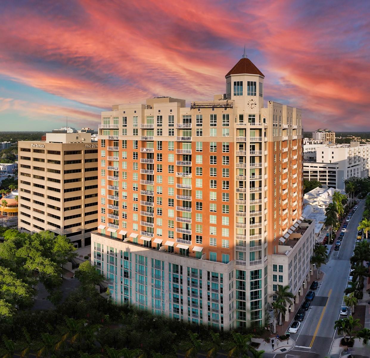 One or more photo(s) has been virtually staged. This is an unbeatable opportunity at the new price to enjoy sophisticated urban living in the heart of downtown Sarasota at 1350 Main where friendly staff and the walkability factor are key. Step into the perfect blend of style and comfort in this stunning 2-bedroom, 2.5-bath condominium located in the exciting cultural and culinary district of downtown. This sleek residence features a modern design offering an open-concept layout that seamlessly connects the living, dining, and kitchen area. Engineered hardwood floors flow throughout the public space, while expansive windows flood the interior with natural light. The kitchen is equipped with top-of-the-line KitchenAid appliances, high-end finishes, natural stone counters and abundant cabinet space. Retreat to the massive primary suite, featuring a private terrace, a custom walk-in closet, and ensuite bath with a soaking tub, separate walk-in shower and dual sinks. There is plenty of space for a separate sitting area or an office. The well-appointed guest suite also includes its own bath and large walk-in closet ensuring privacy and comfort for visitors. Enjoy resort-style amenities including a heated pool and spa, outdoor grilling area, stylish clubroom, 24-hour concierge service, secured entry, a designated storage unit and deeded parking spaces in the private parking garage. Management and maintenance are exceptional with probably the best maintenance supervisor in all of Sarasota. You can’t ask for a better location – just a short walk to Whole Foods, fine dining, the Opera House, boutique shopping, art galleries, Bayfront Park, and Marina Jack. Urban sophistication, contemporary luxury, and an unbeatable location – this is downtown living at its finest.