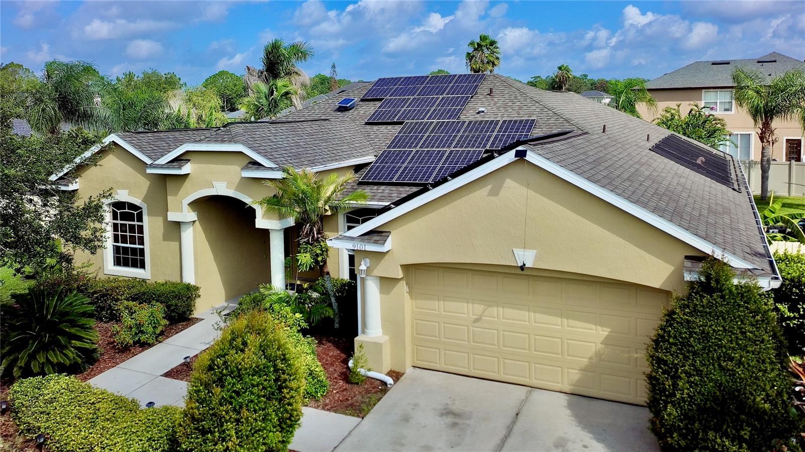 Nestled on a quiet cul-de-sac within the gated community of Rio Pinar Lakes, this updated Lennar Cambridge floor plan combines energy efficiency, thoughtful updates, and timeless comfort into one outstanding opportunity. An owned solar electric system, water softener system, new 80 gallon solar water heater (2025), new roof (2022), and new exterior paint (2022) provide peace of mind, while the private heated saltwater pool and spa feature both solar and propane heating, a brand-new saltwater chlorination cell, and an innovative dual-pump system with a dedicated solar-powered circulation pump that helps keep the pool sparkling while improving overall energy efficiency. Many of the home’s most significant improvements have already been completed, creating exceptional value so you can spend more time enjoying everything this home has to offer.

The sought-after Lennar Cambridge floor plan combines major energy-efficient upgrades with everyday comfort and move-in-ready convenience.

Offering approximately 2,434 square feet of living space, the Cambridge floor plan features four bedrooms, three full baths, and a desirable split-bedroom layout. One secondary bedroom is positioned adjacent to a full bath, providing added flexibility while maintaining privacy within the home’s thoughtful design.  

Step inside to spacious formal living and dining rooms enhanced by upgraded laminate flooring and fresh interior paint throughout much of the home. The refreshed kitchen serves as the heart of the home, featuring refinished cabinetry in a sophisticated blue finish, buffed solid-surface countertops, stainless steel appliances, abundant storage, and a breakfast nook overlooking the spacious family room, screened lanai, heated saltwater pool and spa, and oversized fenced backyard. Whether preparing a quiet dinner or entertaining guests, you’ll appreciate the seamless connection between the indoor and outdoor living spaces.

Privately tucked away, the primary suite offers a flexible sitting area ideal for a home office, nursery, reading lounge, or fitness space. The refreshed ensuite features a redesigned subway tile shower with decorative accents, updated dual vanities, and modern finishes. Three additional bedrooms and two additional full baths complete the home’s comfortable and functional layout.

Situated on an oversized homesite of more than one-quarter acre, the fenced backyard creates an exceptional setting for outdoor living. Enjoy the screened heated saltwater pool and spa, a retractable awning that extends the covered lanai for additional shade and comfort, and plenty of yard space for entertaining, gardening, play, or pets. Much of the fencing has also been recently replaced. Adding even more peace of mind, the home includes a transferable home warranty covering many major components, including the pool, allowing the next owner to enjoy added confidence from day one.

Residents of Rio Pinar Lakes enjoy gated entry, a community swimming pool, tennis and basketball courts, and scenic ponds connected by pedestrian bridges. The nearby Rio Pinar Golf Course offers opportunities for golf and clubhouse dining. Membership, tee times, fees, and availability should be independently verified.

Thoughtfully updated with quality improvements throughout, this home is ready for its next owners to move in, make it their own, and create lasting memories. Adding even greater confidence, a transferable home warranty is included for the new owner.