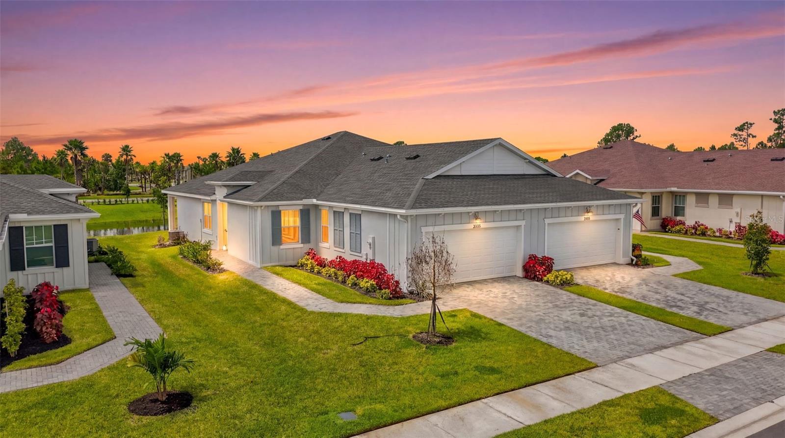 Welcome to The Timbers at Everlands, one of Palm Bay's premier 55+ gated communities! This beautifully designed single-story Azalea model offers 3 bedrooms, 2 bathrooms, of thoughtfully designed living space.
The open-concept floor plan seamlessly connects the kitchen, dining area, and spacious great room, creating the perfect space for everyday living and entertaining. The kitchen features stylish shaker cabinetry, quartz countertops, and luxury vinyl plank flooring that extends throughout the home. Sliding glass doors lead to a covered lanai, providing the ideal spot to relax and enjoy Florida's year-round weather.
Additional highlights include impact-resistant windows, a paver driveway and entry, gutters, window blinds throughout, and a spacious two-car garage.
Residents of The Timbers at Everlands enjoy exceptional resort-style amenities, including a clubhouse, fitness center, swimming pool, pickleball and tennis courts, bocce ball, putting greens, fishing piers, and beautifully maintained grounds—all designed to support an active, low-maintenance lifestyle.
Conveniently located near shopping, dining, medical facilities, and major roadways, this home offers the perfect combination of comfort, convenience, and community living.