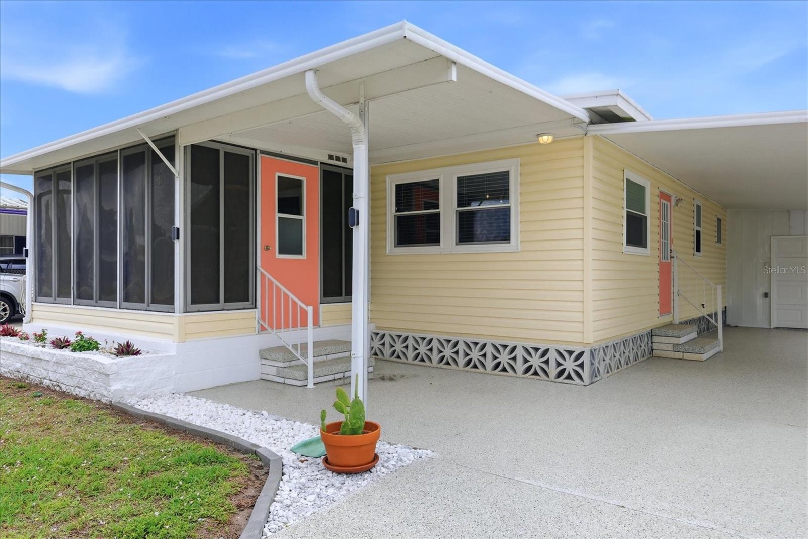 TURNKEY GEM IN LAND-OWNED TIDEVUE ESTATES! True pride of ownership shines in this meticulously updated 55+ retreat, where every major component has been refreshed for peace of mind. You own the land in this vibrant community with remarkably low HOA fees.Major 2024–2025 Upgrades:Systems: New Heating & Air unit (March 2024).Exterior: New energy-efficient windows, new driveway, and a custom garage door added to the shed—perfect for golf cart parking. Kitchen: Completely transformed with new cabinets, stunning granite countertops, and premium LG stainless steel appliances. Interior: Modern laminate flooring throughout, updated lighting, mirrors, shiplap accent wall, ceiling fans, and new light fixtures in every room. Primary Suite: An oversized retreat featuring three closets and a fully updated en-suite bathroom. Second Bedroom: Extra-large guest space also featuring its own private, updated en-suite bathroom. Step outside to your open front porch, the perfect spot to create a custom outdoor living room and enjoy the famous Florida weather. Low HOA of only $600 annually. Pets are not permitted. Plenty of activities to keep you busy in this community. Updated fitness center. Meet friends and make new ones for a game of indoor pickleball, bocce ball, or shuffleboard. Join the Golf League. Take a bike or golf cart ride to Veterans Park to watch the wildlife and enjoy the sunset. Ellenton Premium Outlet Mall, restaurants, and medical facilities are just minutes away. Easy access to I-75 to explore Sarasota. Not to mention a short drive to our beautiful Gulf Beaches.This well-maintained, stylishly updated home is ready for its next owner. Don’t miss this opportunity—move in and start enjoying the Florida lifestyle today!