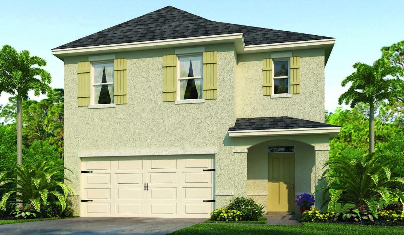 Eagle Hammock presents the Robie, available to build in Eagle Lake, Florida. This impressive all concrete block construction, two-story plan features a versatile floorplan to fit your needs. A spacious open-concept first floor which includes a well-appointed kitchen with sleek stainless steel appliances overlooking the living and dining area. Just off the living room you will find the singular downstairs bedroom and full bathroom. As you move upstairs you are greeted with a nice sized living/foyer space to utilize for work or play. Bedroom one is located just off the loft space and includes a spacious walk-in closet as well as ensuite bathroom with double vanity. Three additional bedrooms share a second upstairs bathroom and linen closet for extra storage. Your laundry room is located on the second floor as well as extra storage closets. Like all homes in Eagle Hammock, the Robie includes a Home is Connected smart home technology package which allows you to control your home with your smart device while near or away.
Pictures, photographs, colors, features, and sizes are for illustration purposes only and will vary from the homes as built. Home and community information including pricing, included features, terms, availability and amenities are subject to change and prior sale at any time without notice or obligation. ;Water: City