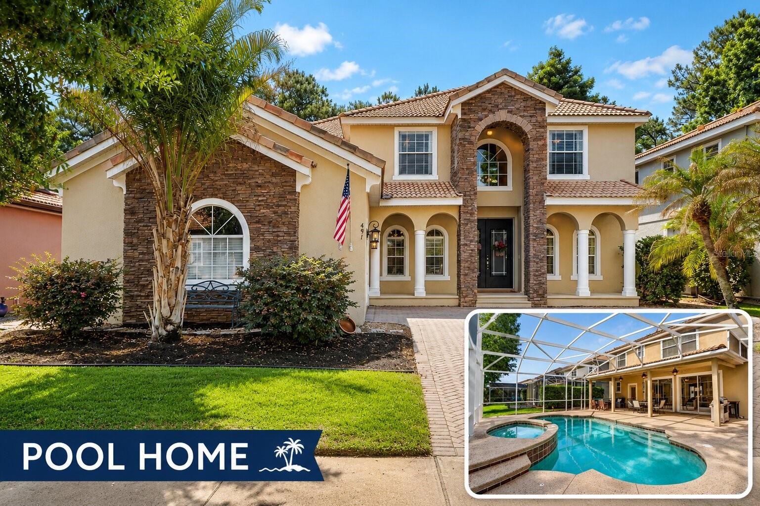 Welcome to this beautifully maintained 5-bedroom, 3-bathroom pool home located in the highly sought-after Venetian Bay community of New Smyrna Beach. Offering a spacious two-story floor plan, this stunning residence combines comfort, functionality, and the Florida lifestyle buyers are searching for.

A charming covered front porch and beautifully maintained landscaping create exceptional curb appeal, while the large paver driveway and attached 2-car garage provide ample parking and convenience. Step inside to discover a versatile layout designed for both everyday living and entertaining. Just off the entryway, you'll find a private first-floor bedroom and full bathroom with convenient access to the pool area, making it an ideal setup for guests, multi-generational living, or a home office.

The heart of the home is the spacious kitchen, which overlooks the main living area and offers seamless views of the pool, creating the perfect gathering space for family and friends. Natural light fills the living spaces, enhancing the home's warm and inviting atmosphere.

Step outside to your own private backyard retreat featuring a fully screened swimming pool and peaceful views of the nature preserve behind the home. Enjoy added privacy with no rear neighbors while taking advantage of direct access to one of Venetian Bay's scenic walking and biking trails right from your backyard. Whether you're enjoying your morning coffee by the pool, taking an evening stroll, or exploring the community's miles of interconnected pathways, this exceptional setting offers the perfect blend of recreation, privacy, and natural beauty. The screened pool area provides an ideal space for outdoor entertaining, relaxing with family and friends, and enjoying Florida living year-round.

Upstairs, the expansive primary suite serves as a true retreat with dual entry doors, generous closet space, and a luxurious ensuite bathroom featuring dual vanities, a large corner soaking tub, and a separate walk-in shower. Three additional upstairs bedrooms provide plenty of space for family and guests and share a well-appointed full bathroom with a double vanity.

Additional highlights include a dedicated laundry room conveniently located just inside the garage entrance, abundant storage throughout, and a thoughtfully designed floor plan that offers both privacy and functionality.

Situated within Venetian Bay, one of New Smyrna Beach's premier master-planned communities, residents enjoy beautifully maintained surroundings, miles of walking and biking trails, golf, parks, dining, and convenient access to shopping, schools, medical facilities, and the area's world-famous beaches. With nature preserve views and direct trail access from your backyard, you'll enjoy one of the community's most desirable locations.

Washer, dryer, and refrigerator do not convey with the sale of the property.

If you're searching for a spacious New Smyrna Beach pool home with 5 bedrooms, 3 bathrooms, a first-floor guest suite, nature preserve views, direct trail access, and an exceptional location in Venetian Bay, this property is a must-see.