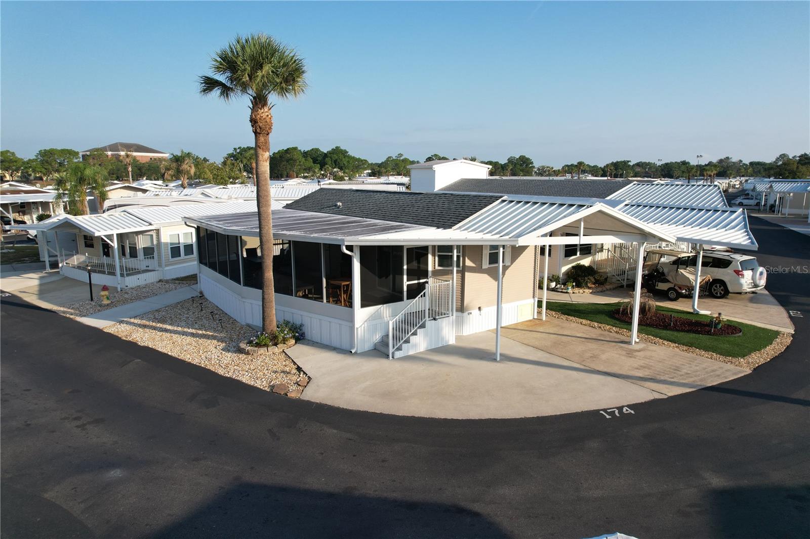 WELCOME TO DEER CREEK RV GOLF & COUNTRY CLUB!  Enjoy RESORT STYLE LIVING at its best at this 55+ Gated Oasis! This TURNKEY STUNNING 1 bedroom, one bath home Is ready for new owners!  Well-maintained Florida Getaway located on a corner lot in the highly desirable Mockingbird Community! Luxury vinyl flooring throughout! Stainless steel appliances! A kitchen you'll love! Enjoy entertaining with family & friends or sipping your morning coffee in the spacious Florida Room!  If you’re looking for the perfect spot in the sunshine state, this is it!  Low HOA fees!  Low Maintenance!  Covered parking & shed for all your Florida toys!  Mockingbird’s Clubhouse, Pool & Veranda is just a golf cart ride away offering aqua fitness classes, cards, fitness classes, cornhole tournaments & more!  If you love RESORT style living, this is the place for you!  Deer Creek’s MAIN CLUBHOUSE offers a variety of social events throughout the year such as Karaoke, Trivia, Line Dancing, Crafts, Swing Dancing & more!  Soak up the sun at Deer Creek’s MAIN pool, cabana & hot tub area! Try water volleyball, pickleball, tennis, shuffleboard or aqua fitness classes! Love golfing? Check out Deer Creek’s 18 Hole Executive Golf Course Leagues & shopping at the Pro Shop! The Tiki Bar or The Topside Tavern is a great place to meet new friends with occasional live bands & music! The Greenside Grill is perfect for onsite dining!  Grab a sandwich or dinner to go from the Greenside Deli & Ice Cream Shop!  Deer Creek is centrally located in Davenport just 20 minutes from Disney & all the attractions that families enjoy! Hop on your golf cart & ride to many restaurants & shops nearby. Bealls, Marshalls, Target & Star Bucks are in Posner Park less than a mile away!  A new Publix is opening soon just across the street from the community! Call today to view this HIDDEN GEM in sunny Florida! Just 1.5 hours to each coast!