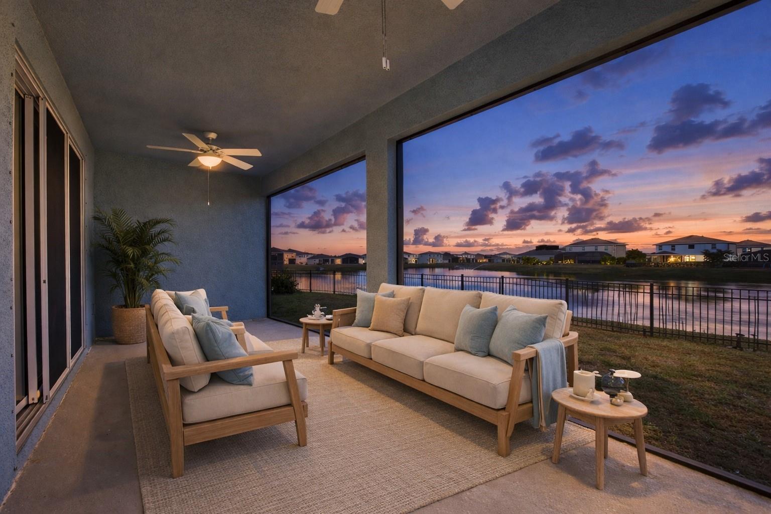 One or more photo(s) has been virtually staged. 3/2.5 home in Evergreen Estates in Bradenton with pond view, fenced yard, and 2-car garage. Built 2023. 2,035 sq ft, den, optional 4th bedroom.

This 3-bedroom plus den home in Evergreen Estates in Bradenton offers 2,035 square feet of living space with a flexible layout, pond water view, fenced yard, and attached two-car garage. Built in 2023 by DR Horton, the Lantana floor plan includes a dedicated office or den that can function as a fourth bedroom, along with a screened lanai. Located in a gated community with a monthly HOA of $157. Current insurance is only $1915. 

Compared to older resale homes, the 2023 construction, newer systems, and flood zone X500 location may reduce near-term maintenance and insurance considerations.

The interior features an open floor plan with a central kitchen overlooking the great room and dining area. The kitchen includes a large island, granite countertops, stainless steel appliances, and a walk-in pantry. Ceramic tile runs through the main living areas, with carpet in the bedrooms. Plantation shutters are installed on several windows, and all bedrooms include ceiling fans.

The primary suite includes a walk-in closet with built-in organizers and an en suite bathroom with dual sinks, granite counters, a garden tub, a separate shower, and a private water closet. The layout supports both daily living and flexible use with the additional den space.

Major systems, including roof, HVAC, and water heater, are original to the 2023 construction. The home also includes hurricane shutters, block construction, central HVAC, public water and sewer, and underground utilities.

Outdoor features include a screened lanai with pond views and a fenced yard. Community amenities include a pool, clubhouse, playground, sidewalks, and reclaimed irrigation water.

Buyer incentives may be available, including closing cost assistance or interest rate buydown options, depending on terms. Located in Central Manatee County with access to shopping, dining, and regional roadways.