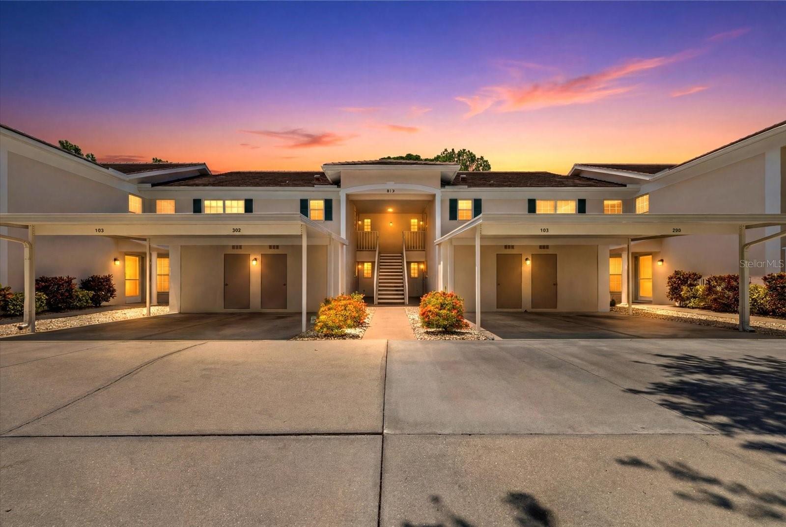 Welcome home to easy, elegant living at the Gardens at St. Andrews, tucked inside the highly sought-after Plantation Golf and Country Club. This rare first-floor unit means no stairs, no elevators, and no waiting — just walk in and settle in. The front entry opens directly into an airy, open living room, setting the tone for the rest of the layout. You’re welcomed into an open, flowing floor plan that leads straight into a bright and inviting living room — the kind of space that feels like it was made for both quiet mornings and lively get-togethers. The split floor plan is a thoughtful touch for hosting: a guest bedroom suite sits near the front of the home, with a convenient pocket door that can close off the bedroom and bath for true guest privacy, or stay open so the guest bath doubles as a shared space for visitors. That guest bath features a shower/tub combo, ready for family, friends, or seasonal company. Past the living room, the dining room is the standout — open and filled with natural light from two sets of sliders that look straight out onto the Plantation Golf and Country Club golf course. The adjoining kitchen carries that same open, airy feel, designed for effortless entertaining whether you’re hosting a dinner party or just catching up with neighbors. Retreat to the primary suite, where comfort meets function: a spacious walk-in closet, a separate vanity area, and a walk-in shower in the en-suite bath create a private escape that feels every bit as relaxing as the rest of the home. Life at the Gardens at St. Andrews comes with its own resort-style perks, including two community pools just steps from your door. For those who want even more, an optional membership to the Plantation Golf and Country Club opens the door to golf, sports & recreational, or social membership tiers — giving you the flexibility to choose your own lifestyle. Members enjoy two 18-hole courses with a history of hosting LPGA play, tennis and pickleball courts, two fitness rooms, a competition-length pool with a poolside bar and hot tub, daily dining options, and a full social calendar with something for everyone.
And when you’re ready to explore beyond the gates, you’re perfectly positioned. Hop in the car and you’re just a short drive from the shops, restaurants, and lively atmosphere of Wellen Park, or head the other direction to the Island of Venice, where charming boutiques, waterfront dining, and the Gulf’s sugar-sand beaches await. Whether it’s a sunset stroll on the beach or a night out in downtown Venice, it’s all within easy reach. This is more than a condo — it’s a lifestyle. Welcome to 813 Montrose Dr #102. Call for your private showing today.