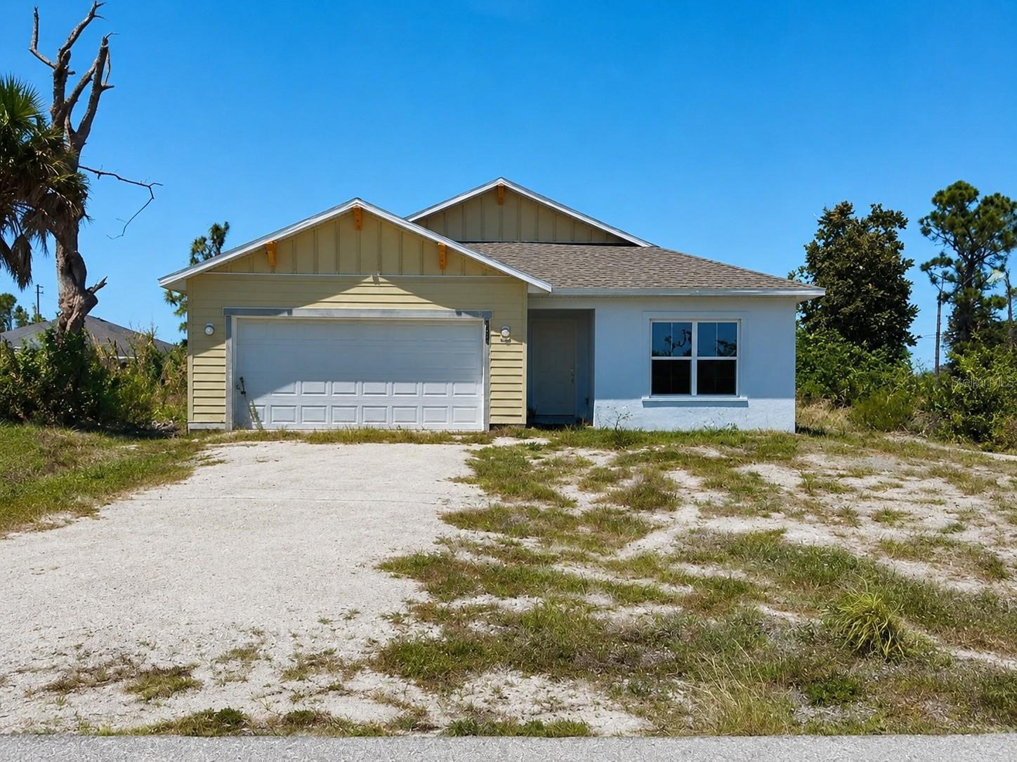 Cash investor opportunity in Rotonda Lakes. This incomplete 2025 spec build offers 4 bedrooms, 2 baths, 1,803 sqft under air, open-concept living, a vaulted great room, an interior Florida room, and a 2-car garage on a cleared 0.17-acre lot. Block construction, vaulted ceilings, quartz counters, and ceramic tile throughout, no carpet. Public water and sewer. Flood zone X500, not in the high-risk flood zone. The home is an incomplete new build with no Certificate of Occupancy. Bring your contractor to complete the punch-list, final inspections, and CO. Sold strictly as-is; buyer to verify all room measurements, permit/CO status, and property condition.
