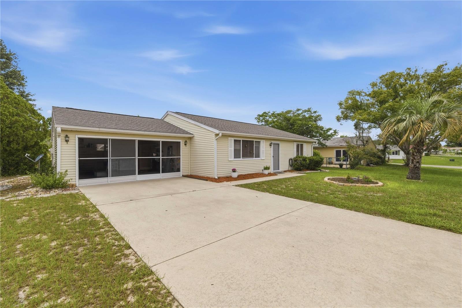 MOTIVATED SELLER! Home offers 2-bedroom, 2-bath with a 2-car garage, offering over 1,200 square feet of comfortable living space in the desirable 55+ community of Oak Run. Designed with both functionality and relaxation in mind, this home features a versatile flex space that can be used as a home office, hobby room, reading nook, or additional living area to suit your needs. The spacious layout flows seamlessly to a large screened lanai, providing the perfect spot to enjoy your morning coffee or unwind in the evening. Step outside to the extended patio, ideal for summer BBQs, entertaining family and friends, or simply soaking up the Florida sunshine. With plenty of space to enjoy both indoors and out, this home offers the relaxed lifestyle you've been looking for in one of Ocala's most sought-after active adult communities.  Located in a vibrant community offering resort-style amenities—including multiple pools, pickleball and tennis courts, a clubhouse, a gym, and more—you’ll never run out of things to do. With numerous clubs to join and close proximity to shopping, dining, and medical facilities, this is the ideal setting to embrace an active, fulfilling lifestyle. Don't miss this opportunity and make your appointment today! FREE 1% temp buy down with approved lender - Ask for details!